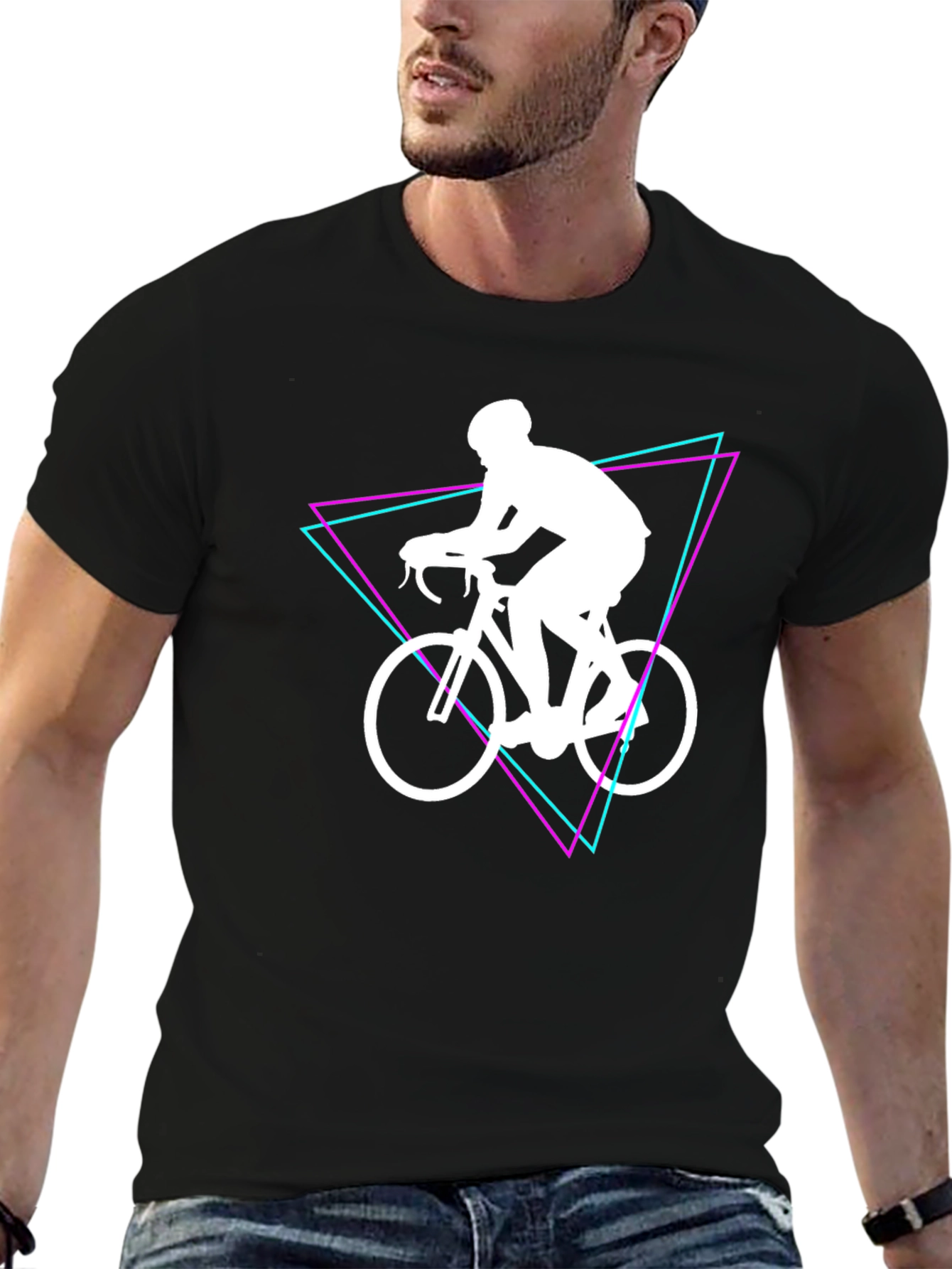 Cyclist Graphic Tee - Black Cotton Shirt