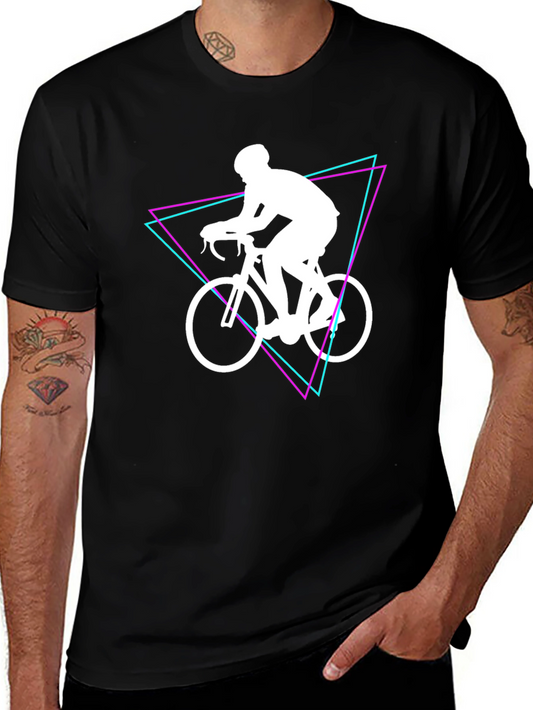 Cyclist Graphic Tee - Black Cotton Shirt