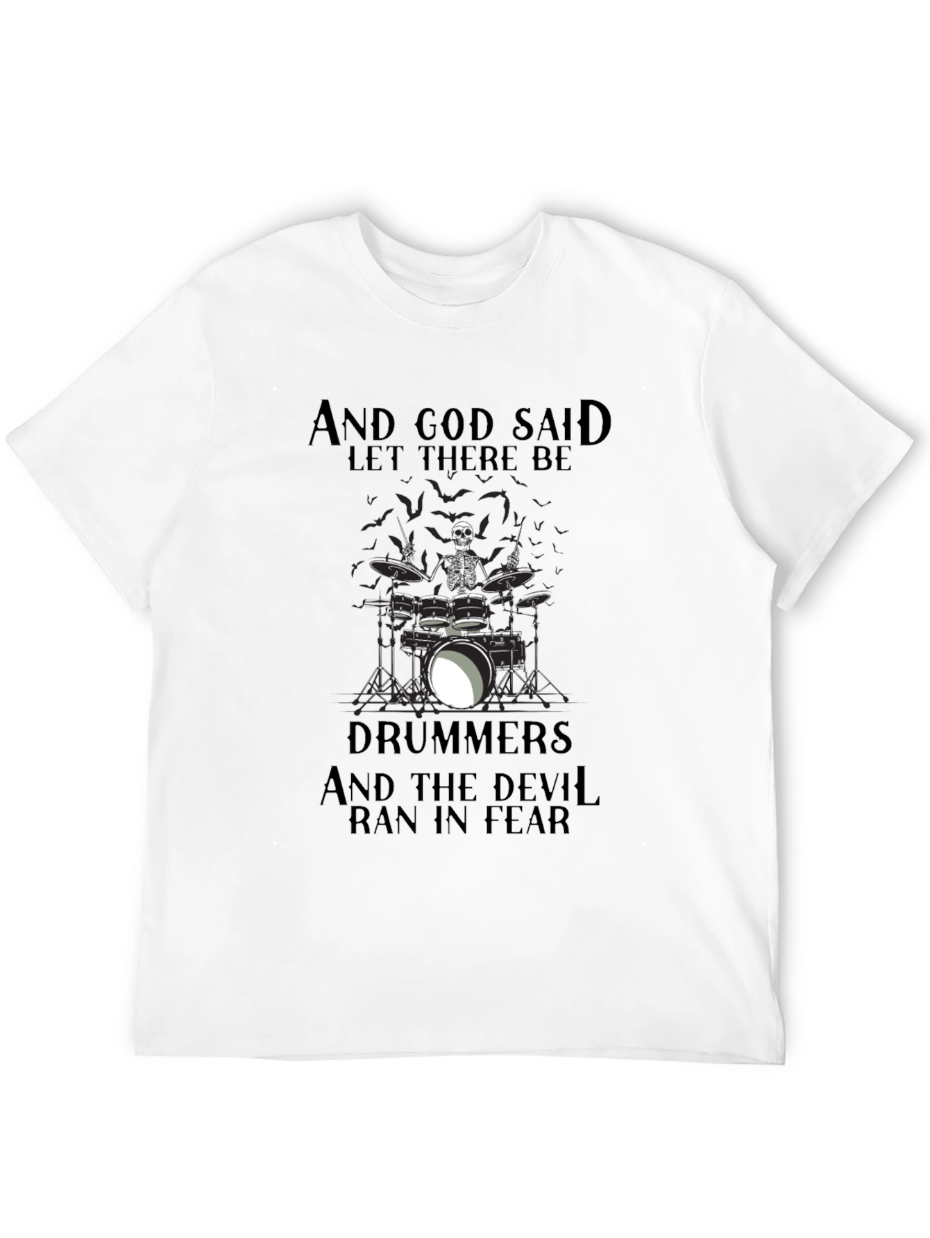 Drummers Skeleton Graphic Black T-Shirt