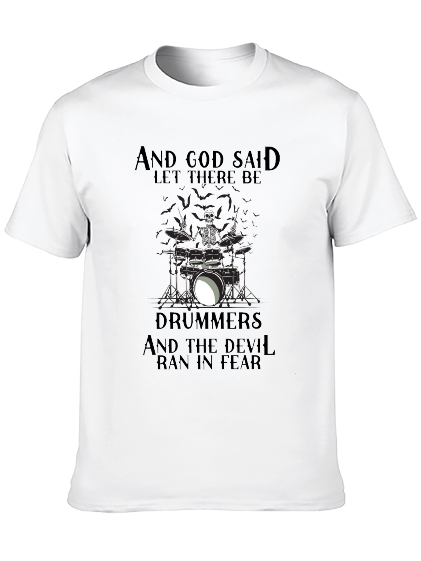 Drummers Skeleton Graphic Black T-Shirt