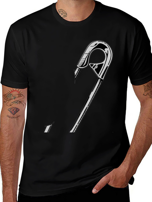 Black Graphic Tee - Safety Pin Design