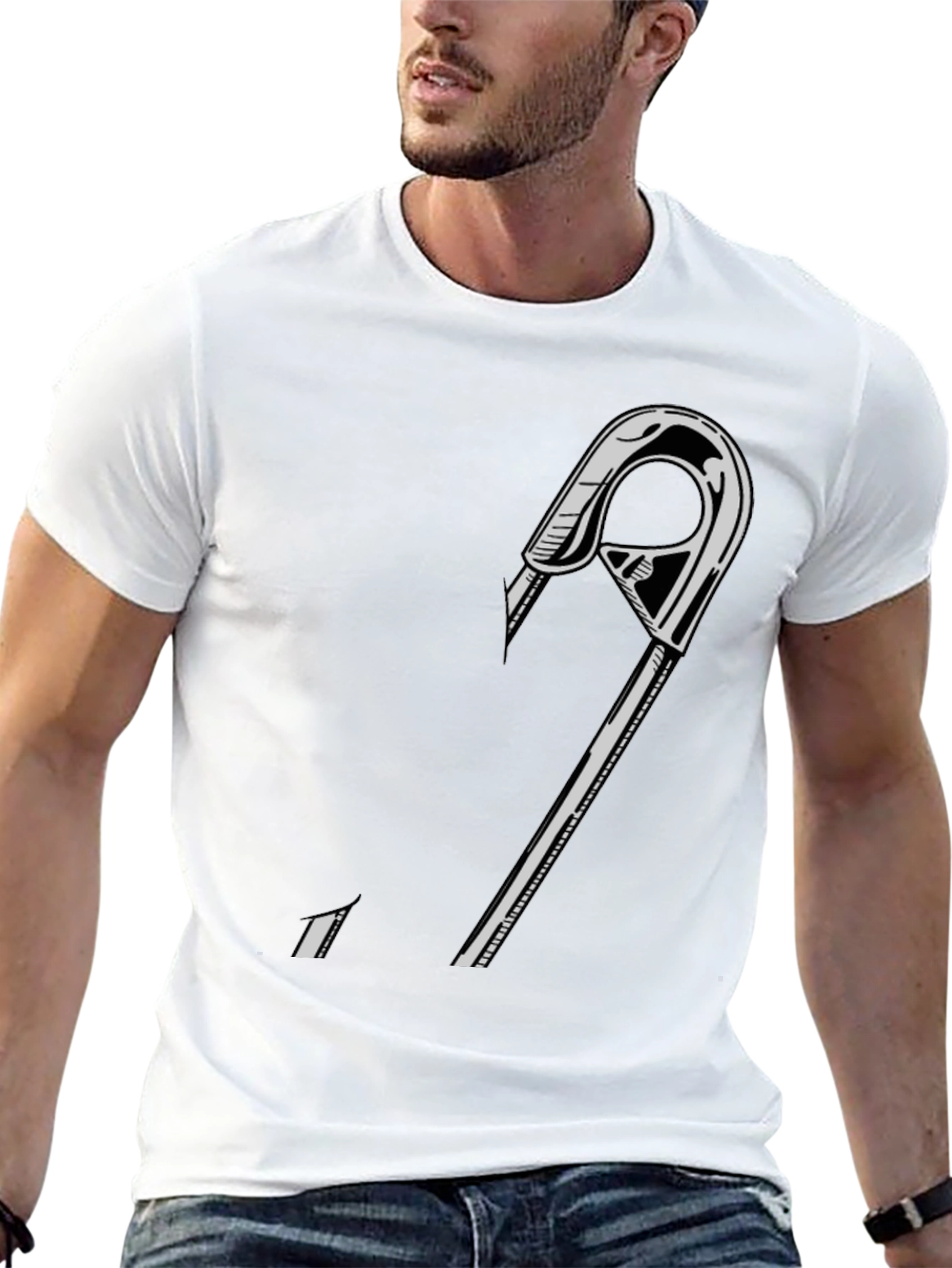 Black Graphic Tee - Safety Pin Design