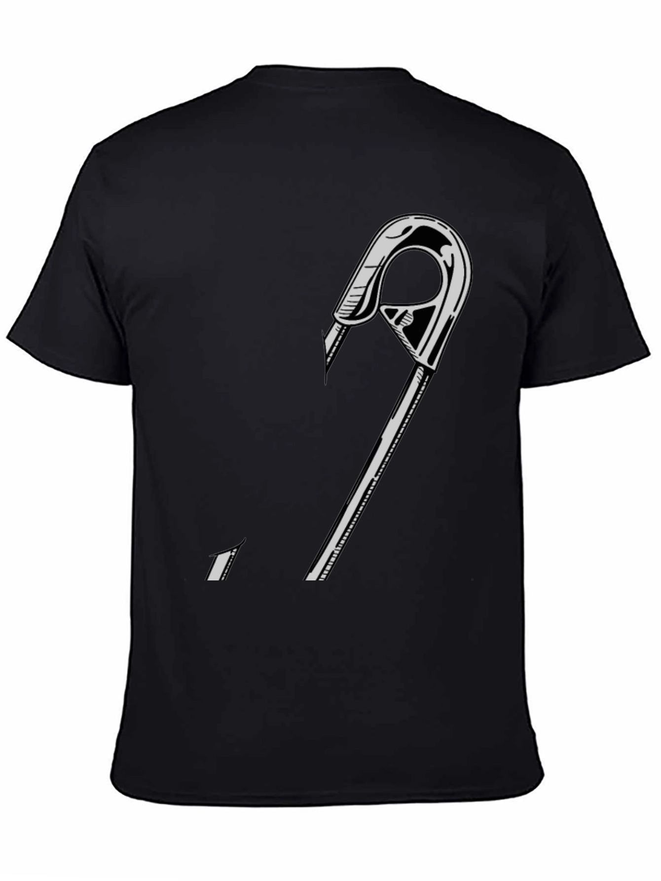 Black Graphic Tee - Safety Pin Design