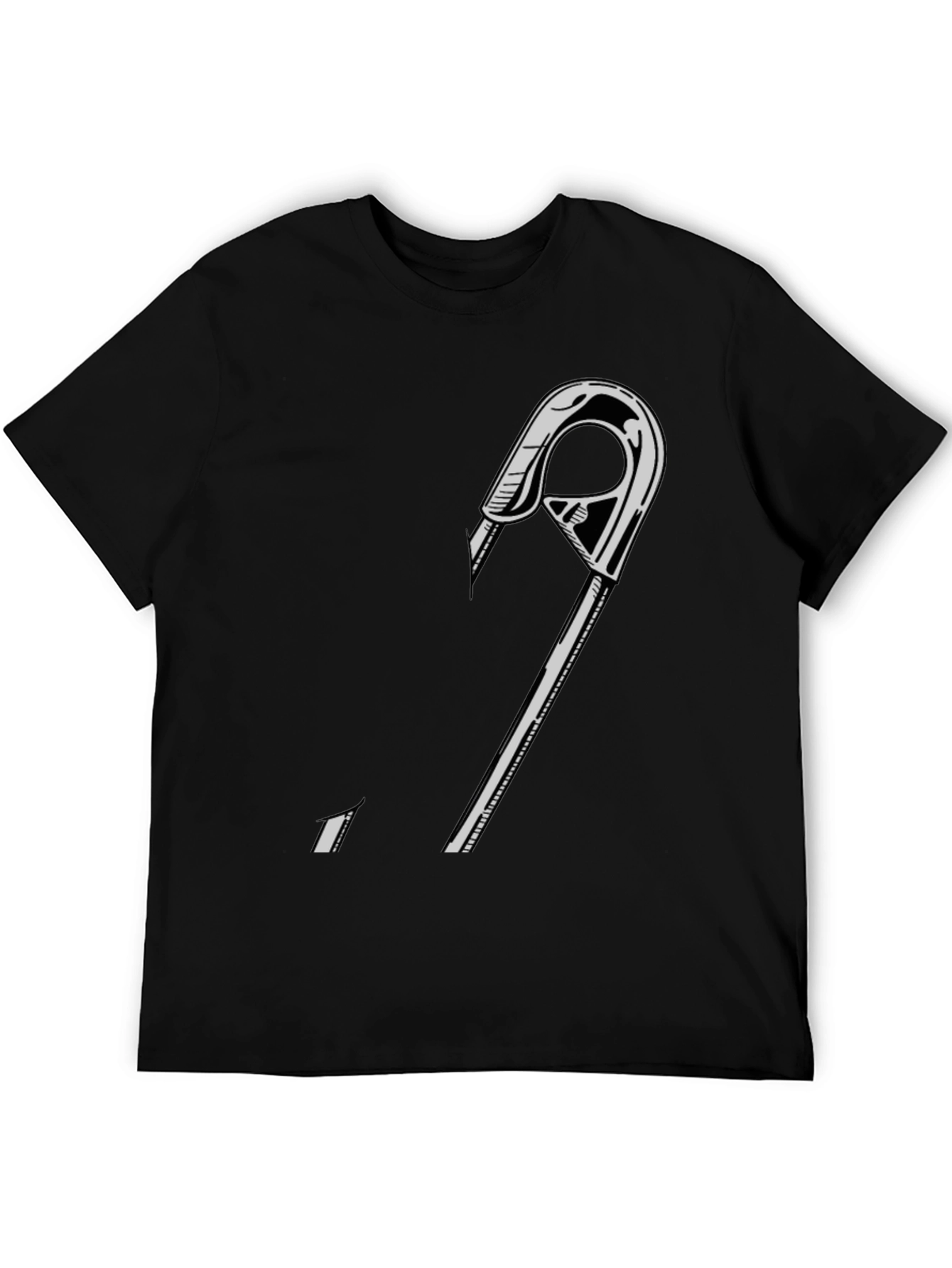 Black Graphic Tee - Safety Pin Design