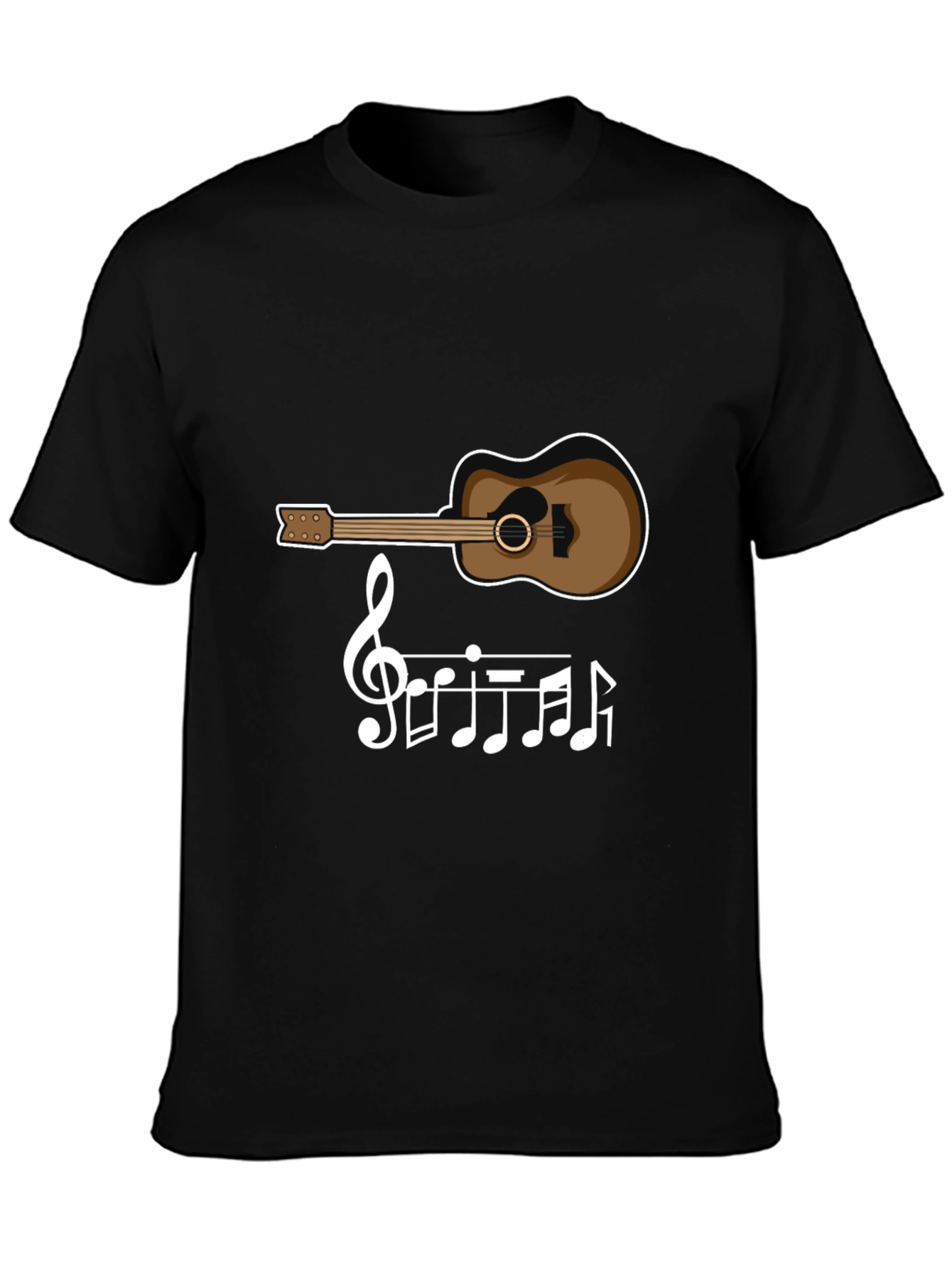Guitar & Music Note T-Shirt - Black Tee