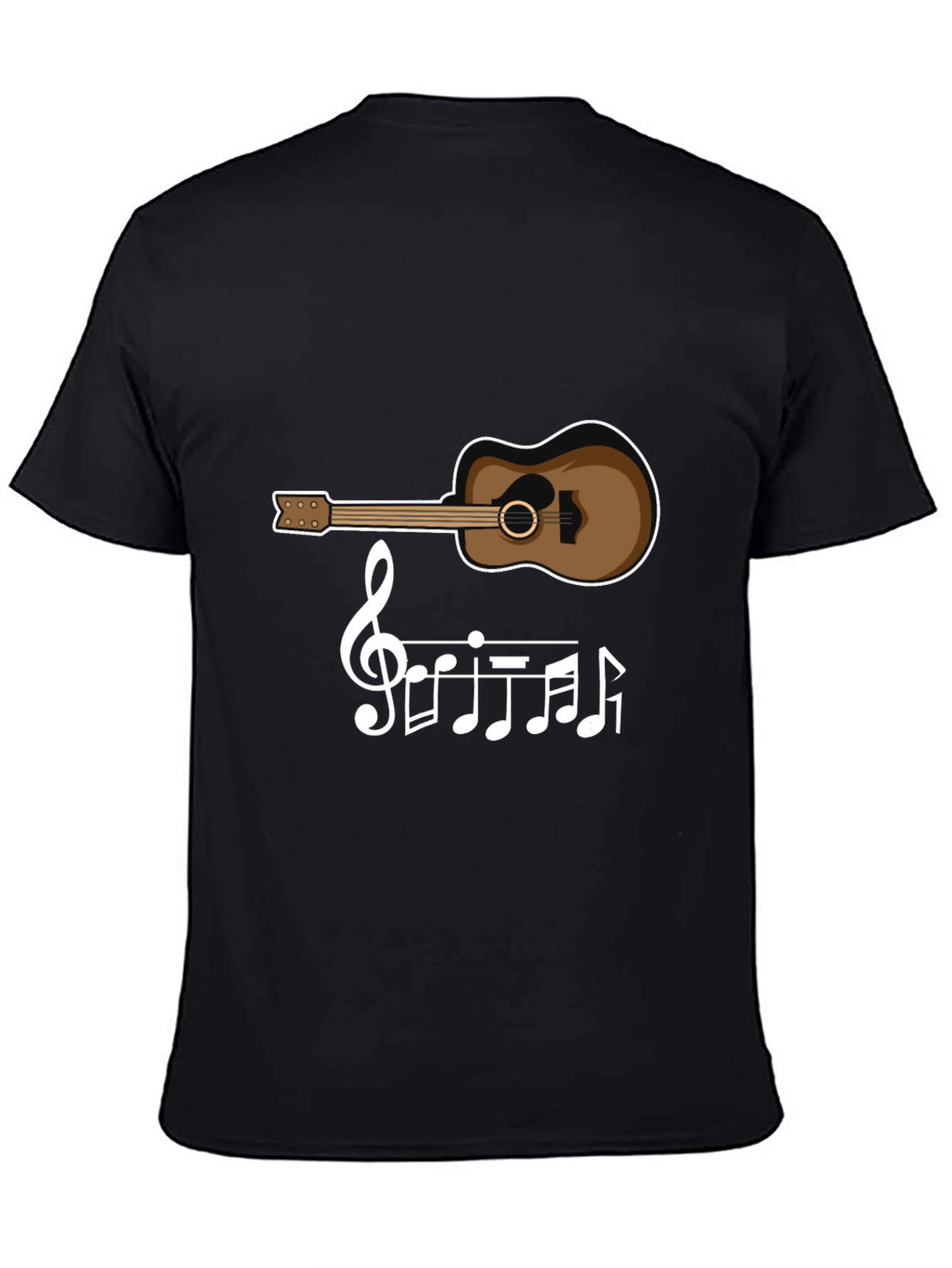 Guitar & Music Note T-Shirt - Black Tee