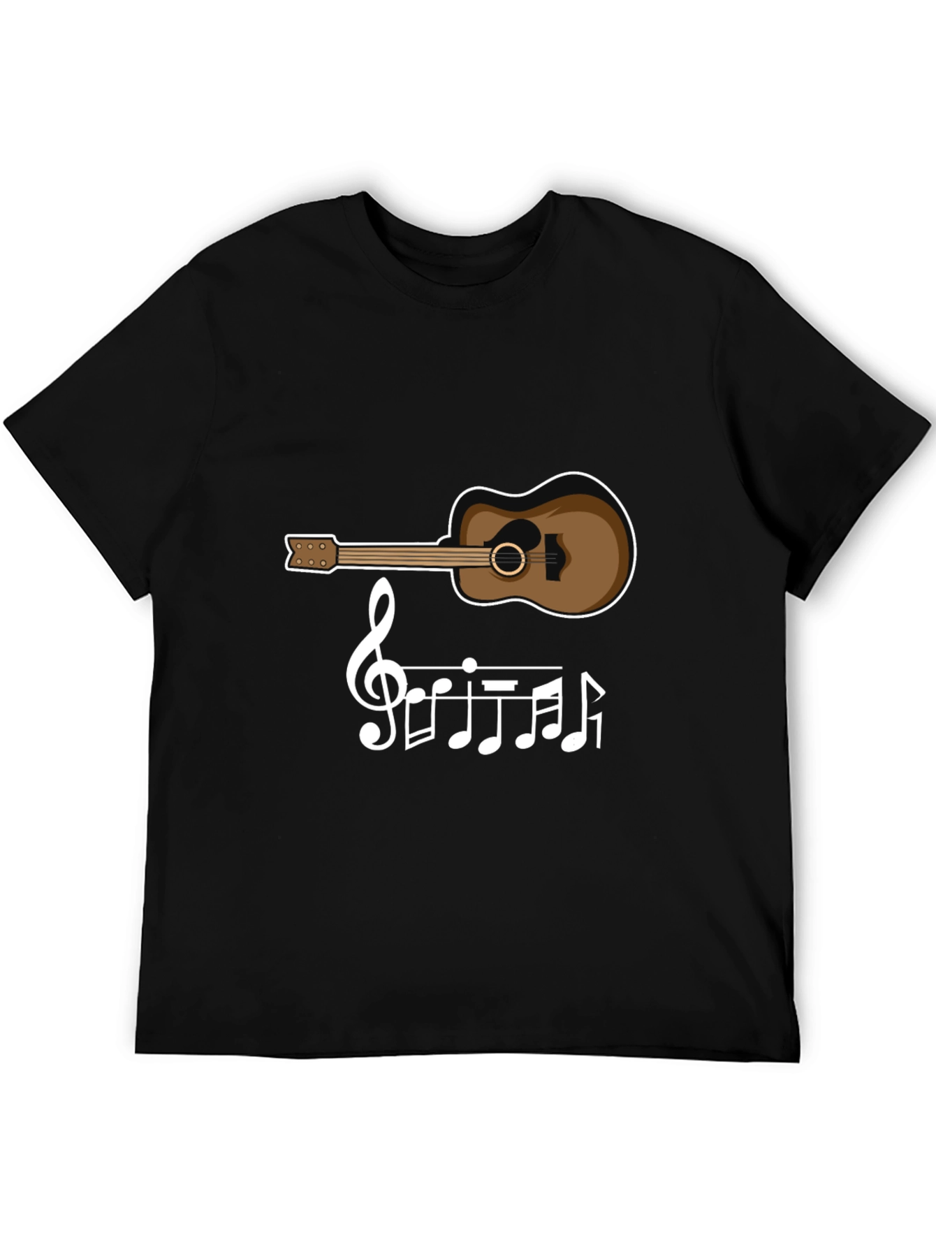 Guitar & Music Note T-Shirt - Black Tee