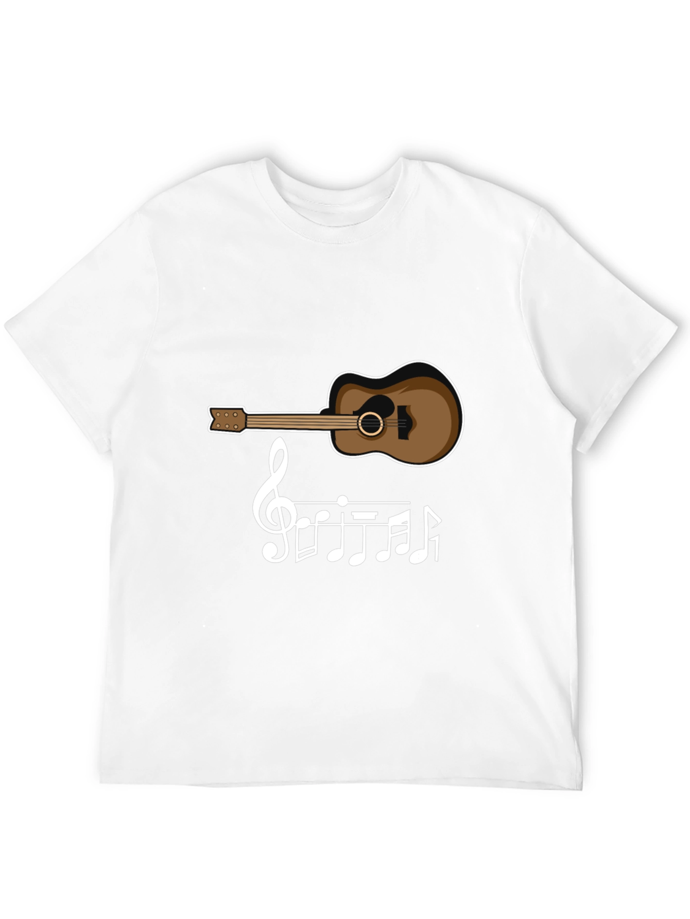 Guitar & Music Note T-Shirt - Black Tee