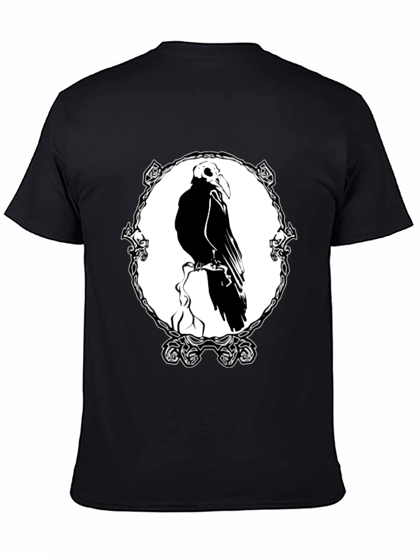 Raven Skull Graphic T-Shirt - Black