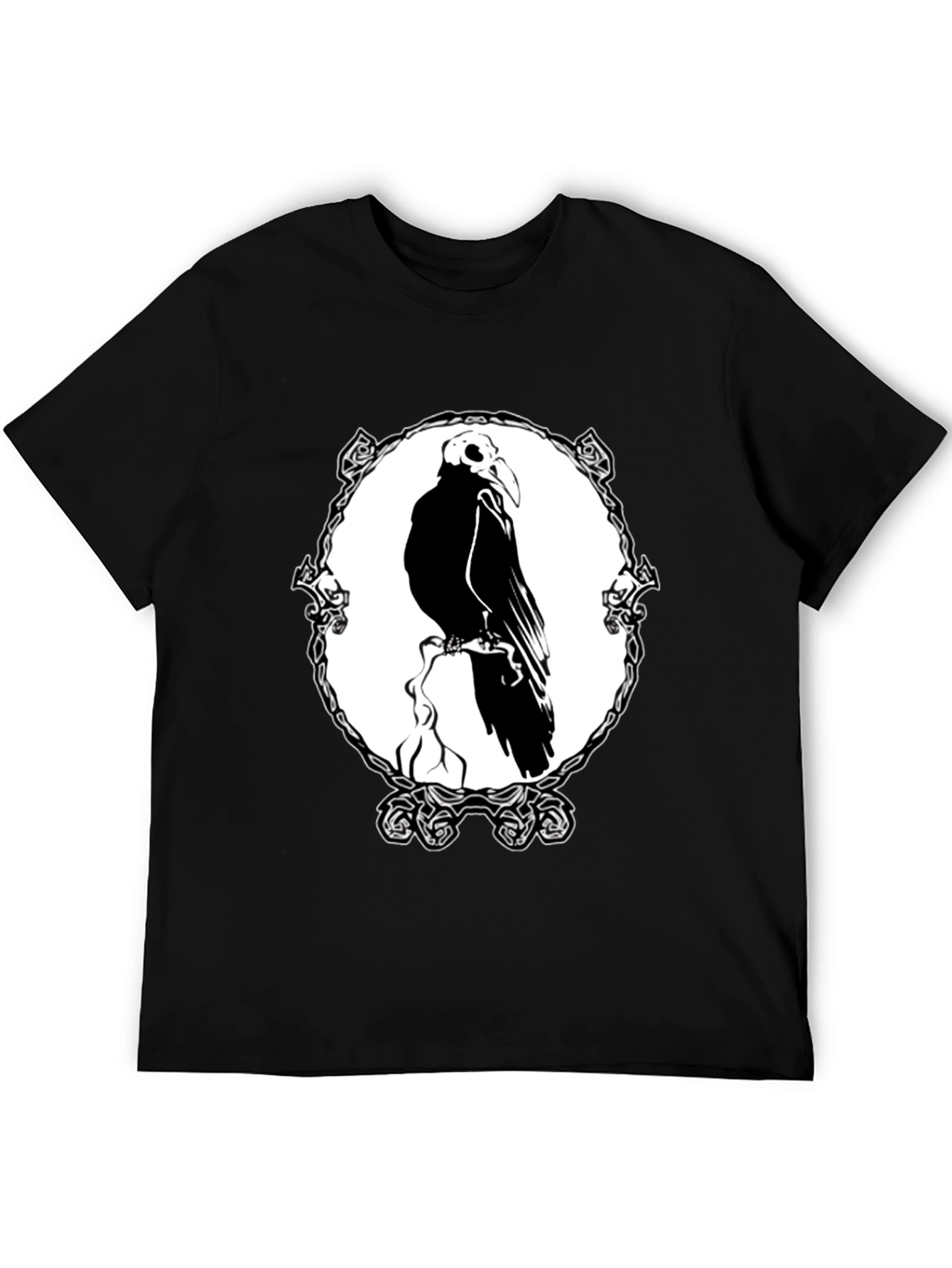 Raven Skull Graphic T-Shirt - Black