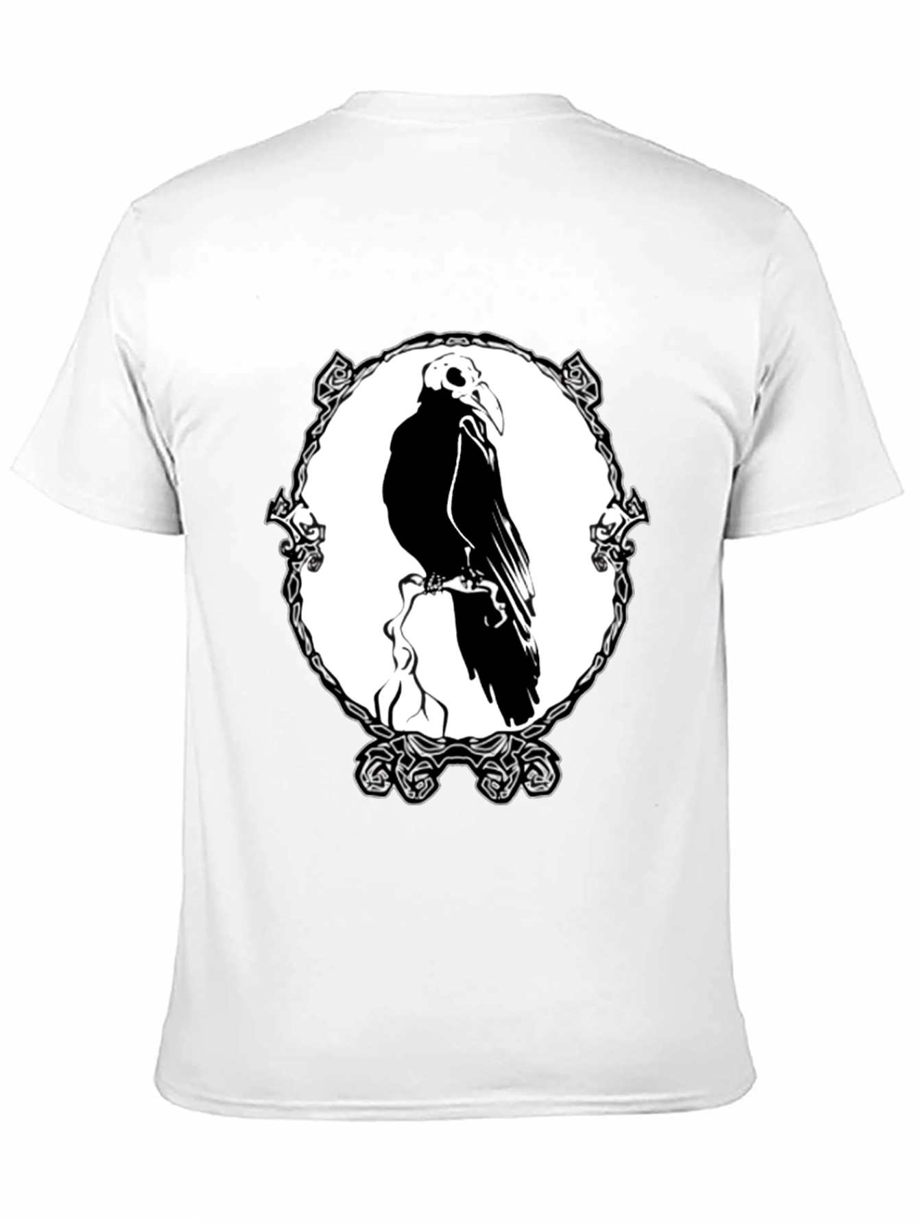 Raven Skull Graphic T-Shirt - Black