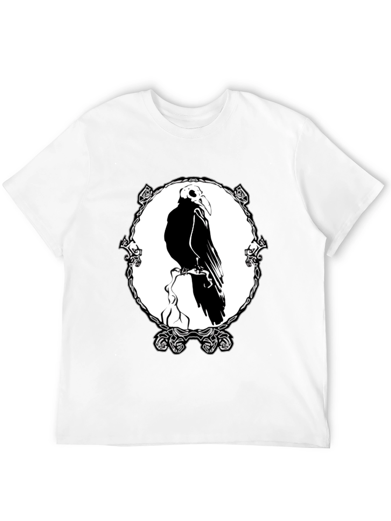 Raven Skull Graphic T-Shirt - Black