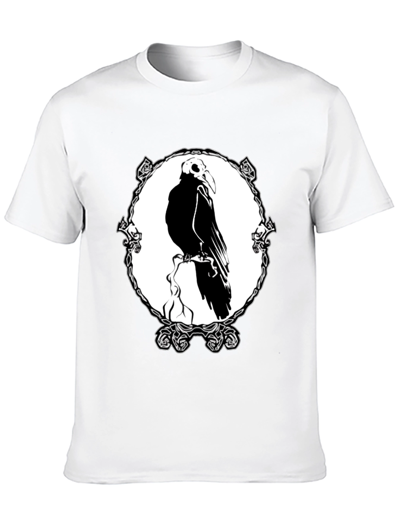 Raven Skull Graphic T-Shirt - Black