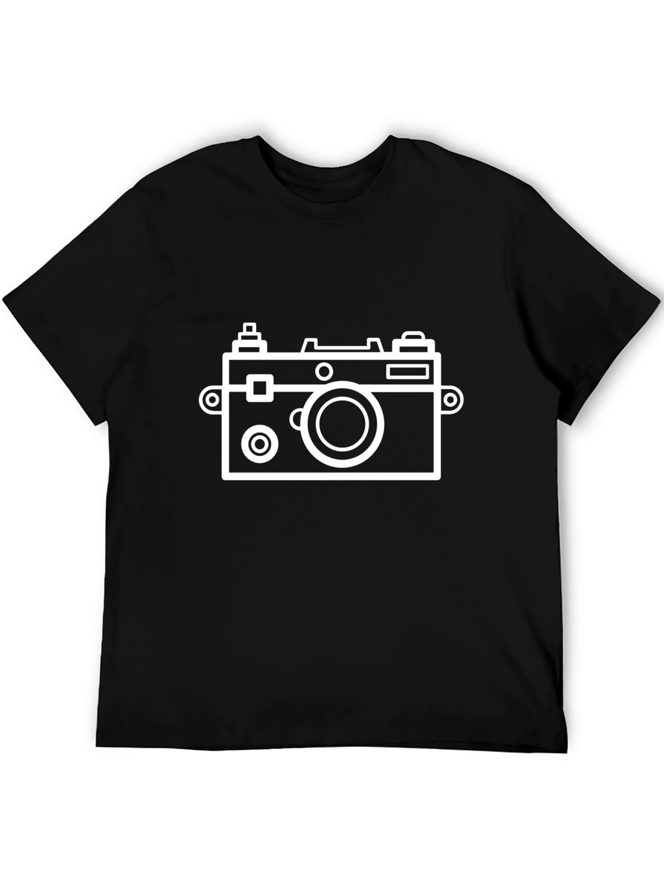 Retro Camera Graphic Tee - Black Cotton T-Shirt