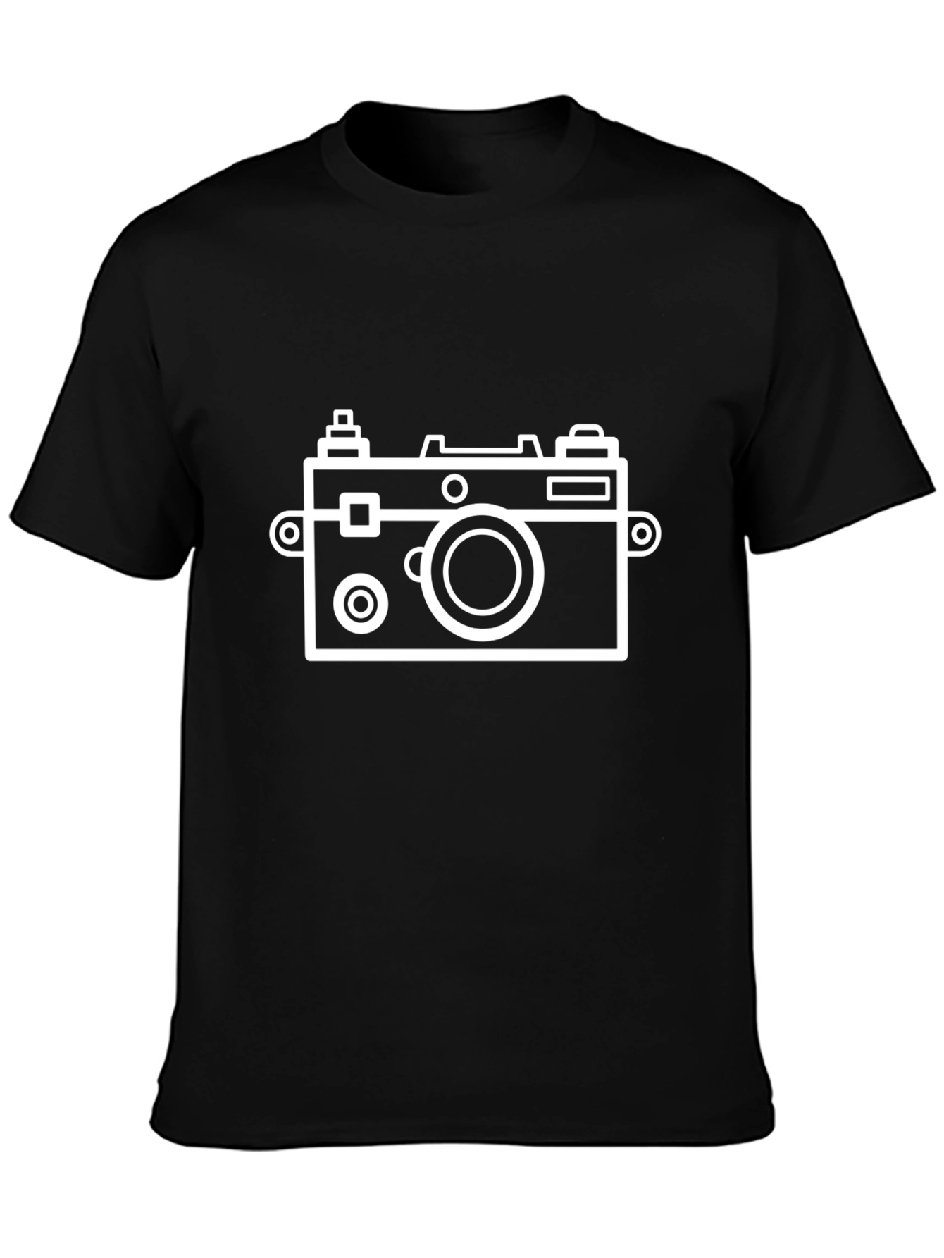 Retro Camera Graphic Tee - Black Cotton T-Shirt