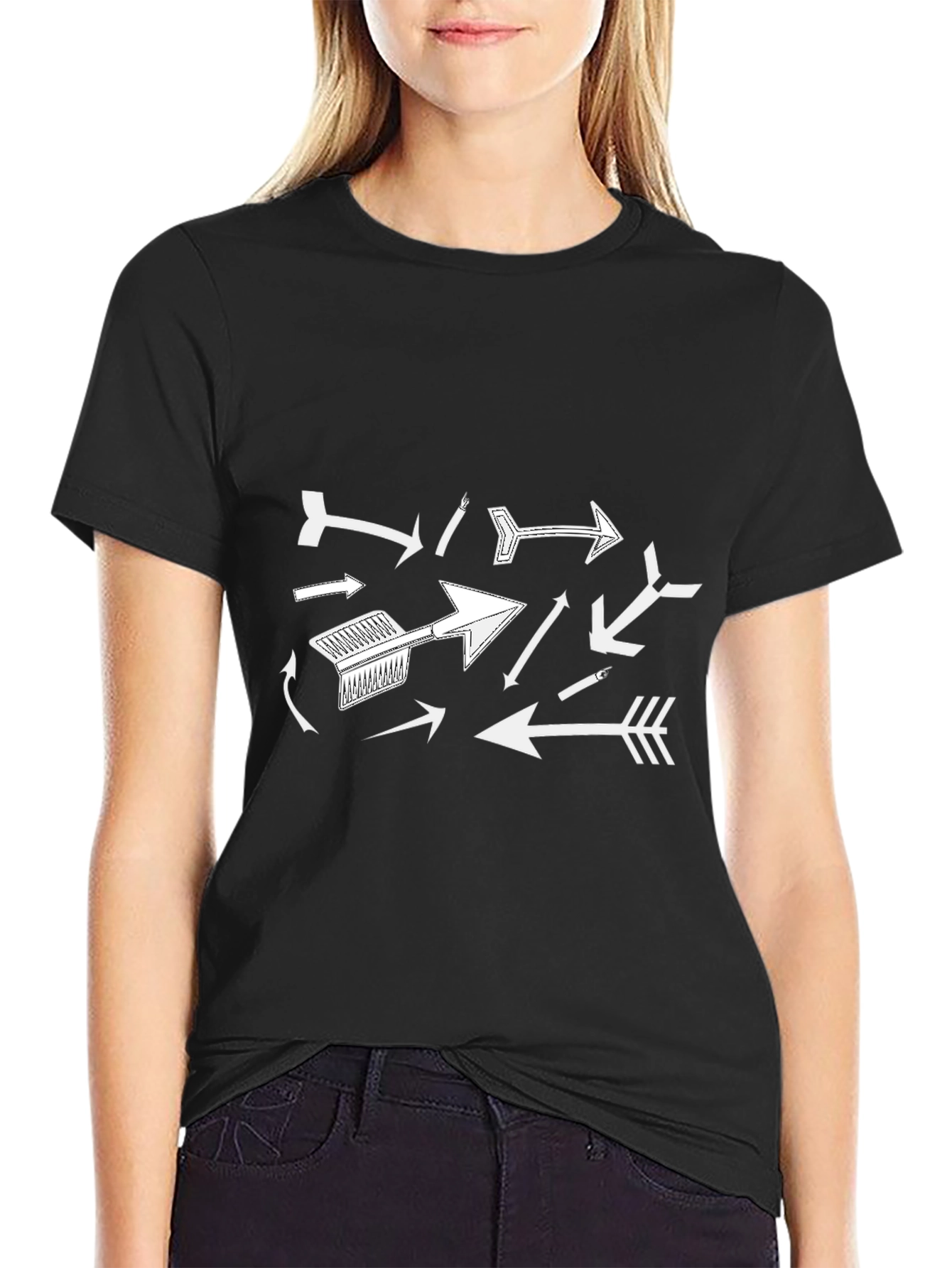 Arrow Graphic Print Black T-Shirt