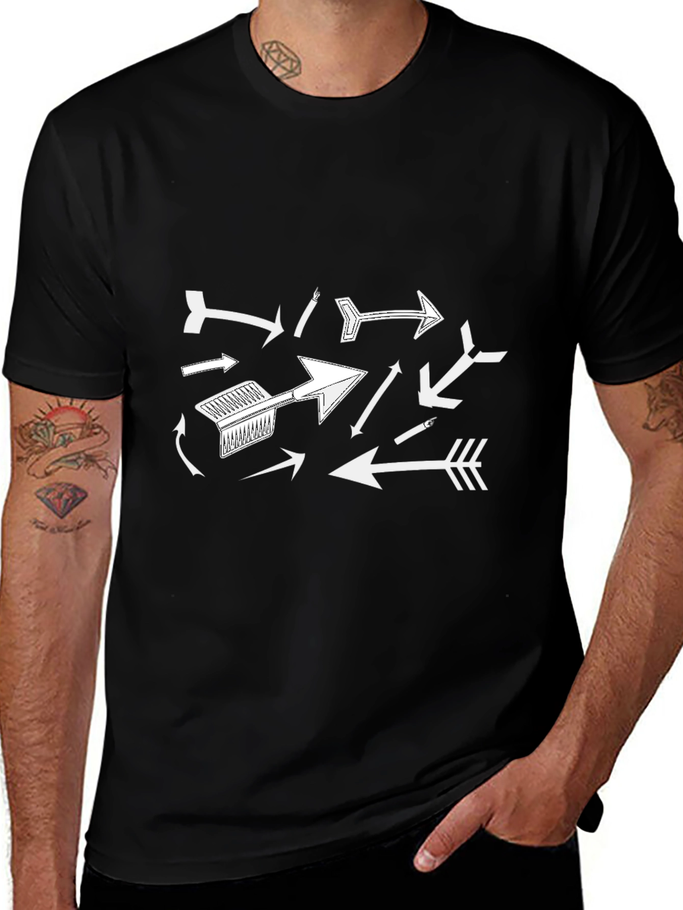 Arrow Graphic Print Black T-Shirt