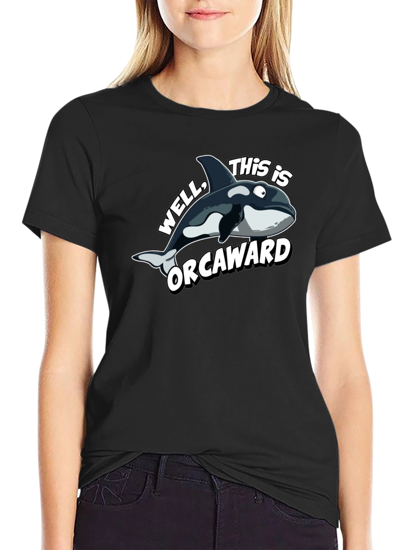 Orcaward Cartoon Orca Graphic T-Shirt