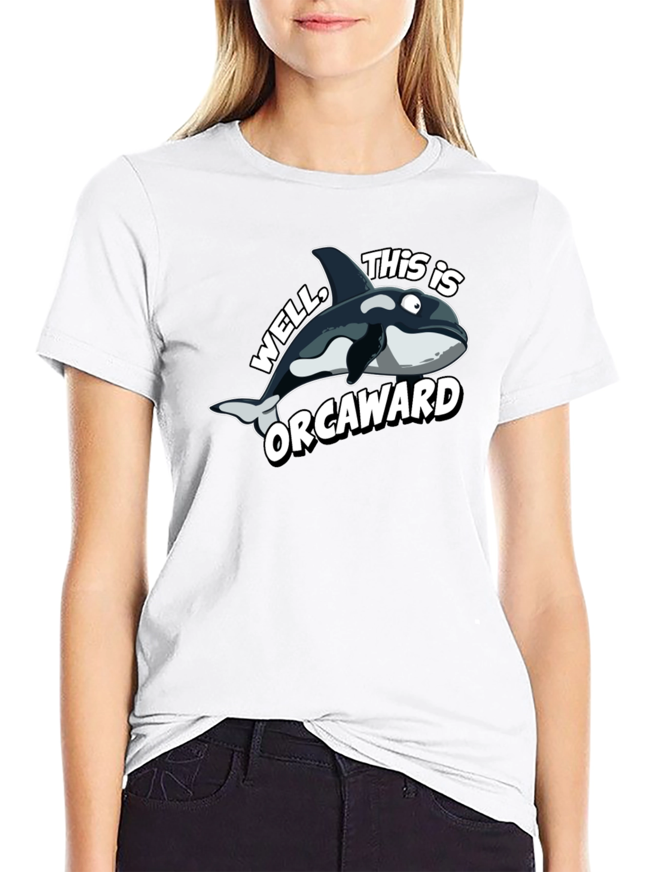 Orcaward Cartoon Orca Graphic T-Shirt