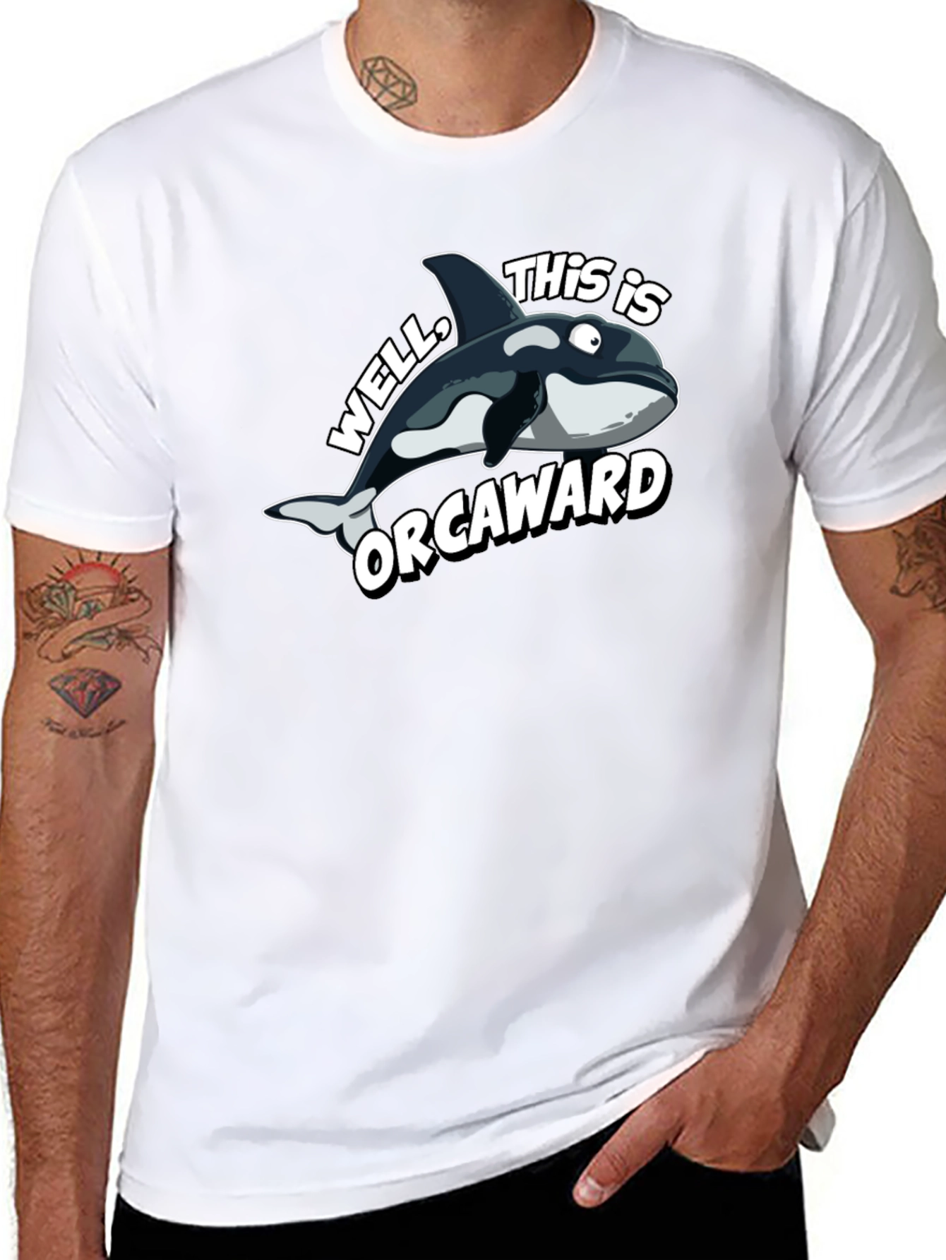 Orcaward Cartoon Orca Graphic T-Shirt