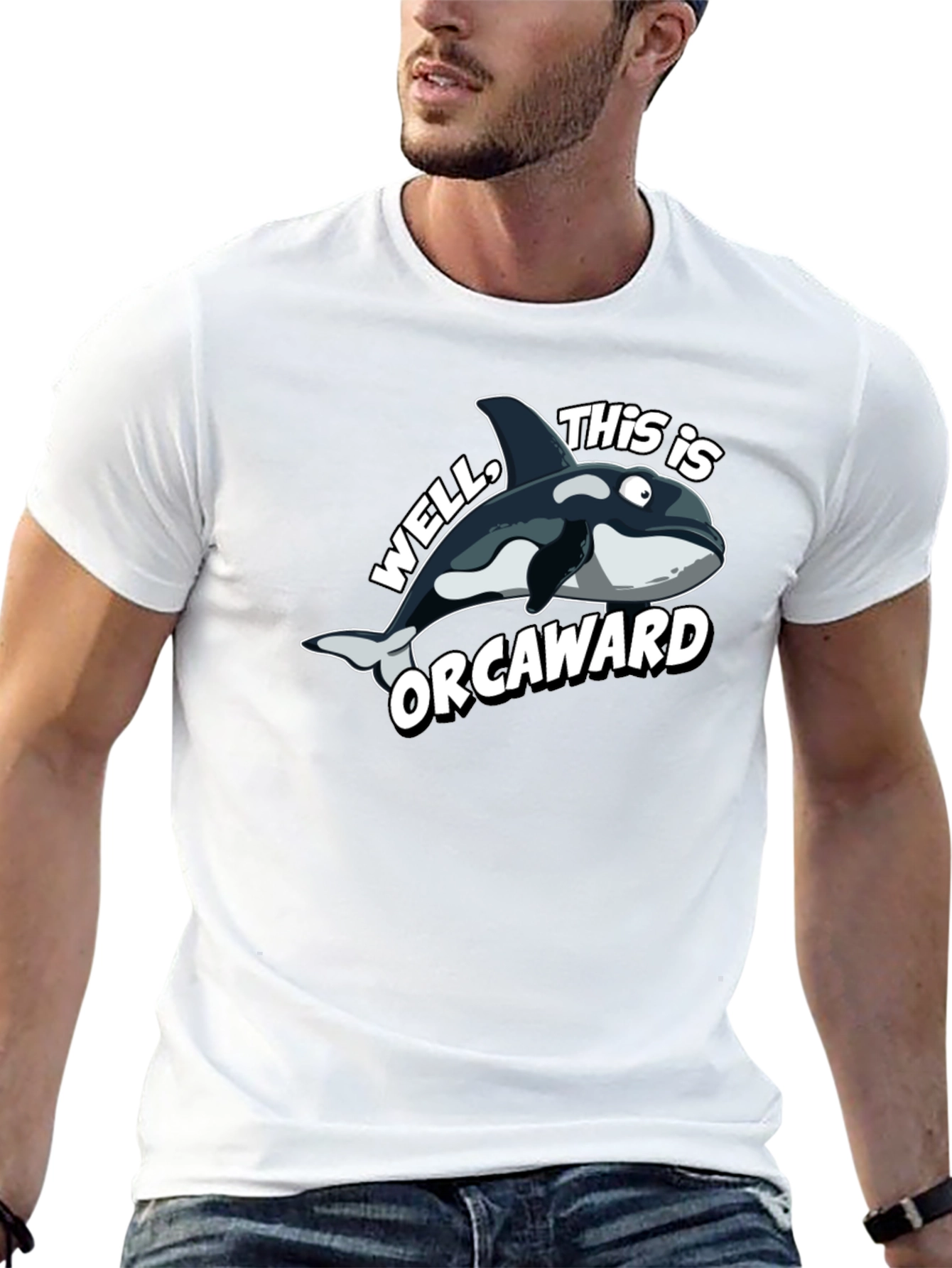 Orcaward Cartoon Orca Graphic T-Shirt