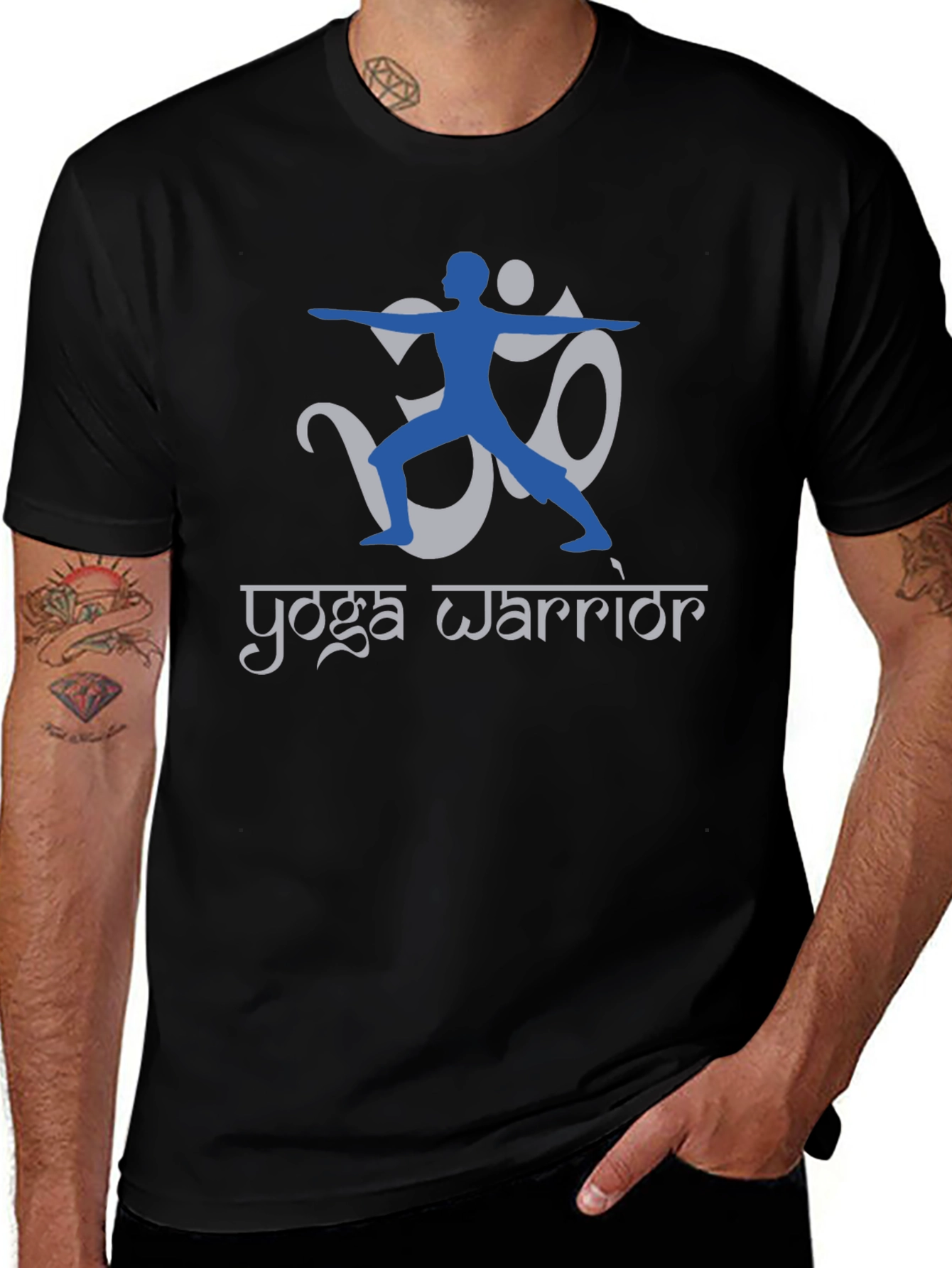 Yoga Warrior Graphic Print Mens Black T-shirt