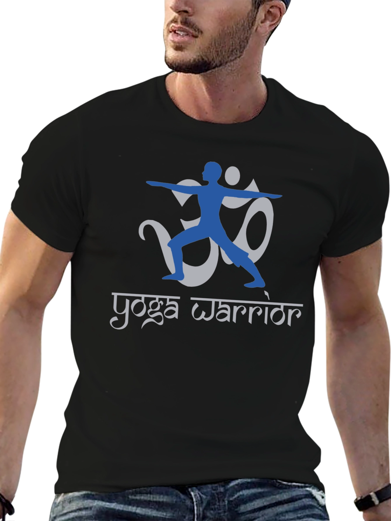 Yoga Warrior Graphic Print Mens Black T-shirt
