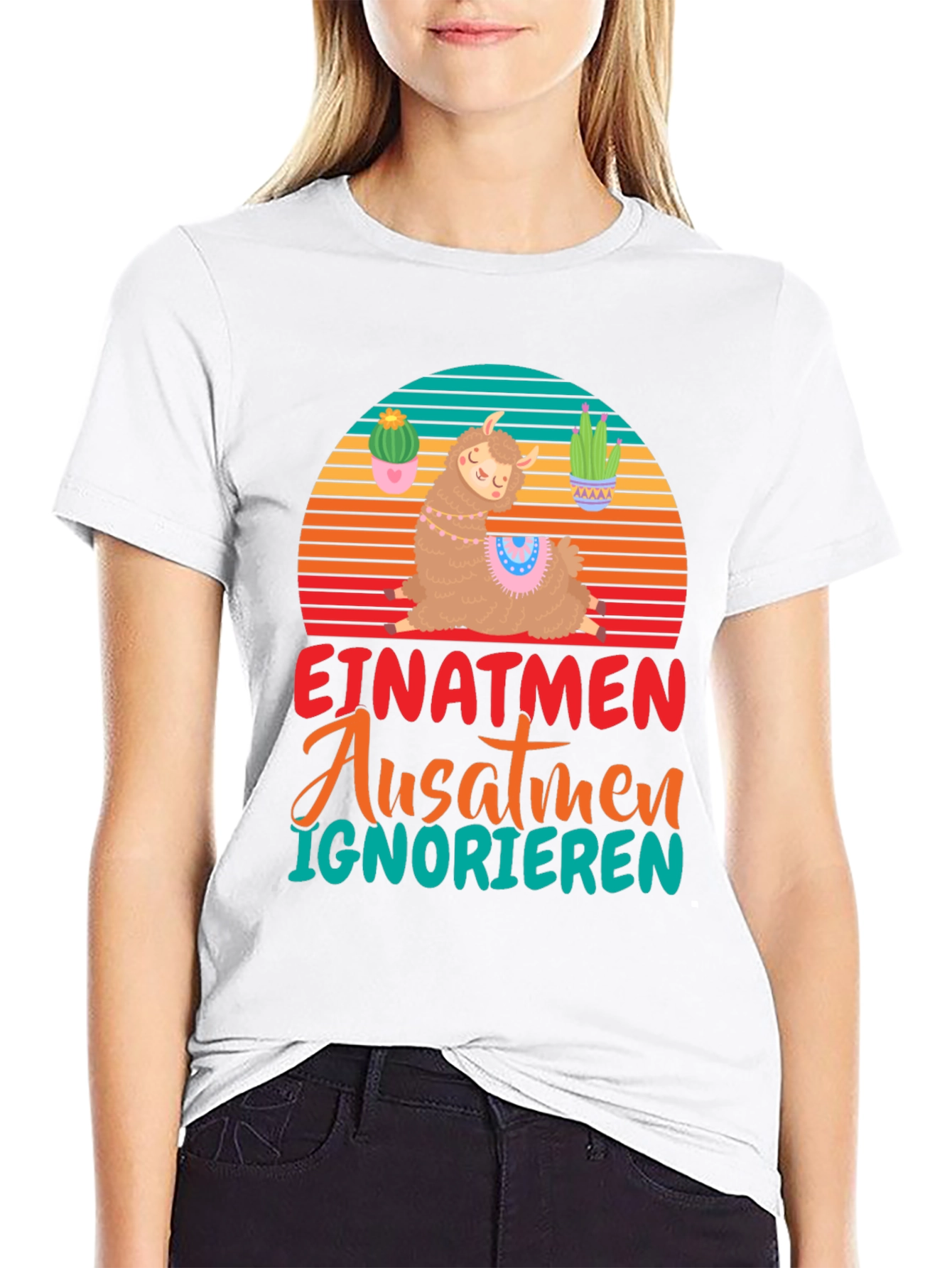 Llama Meditation T-Shirt - German Text