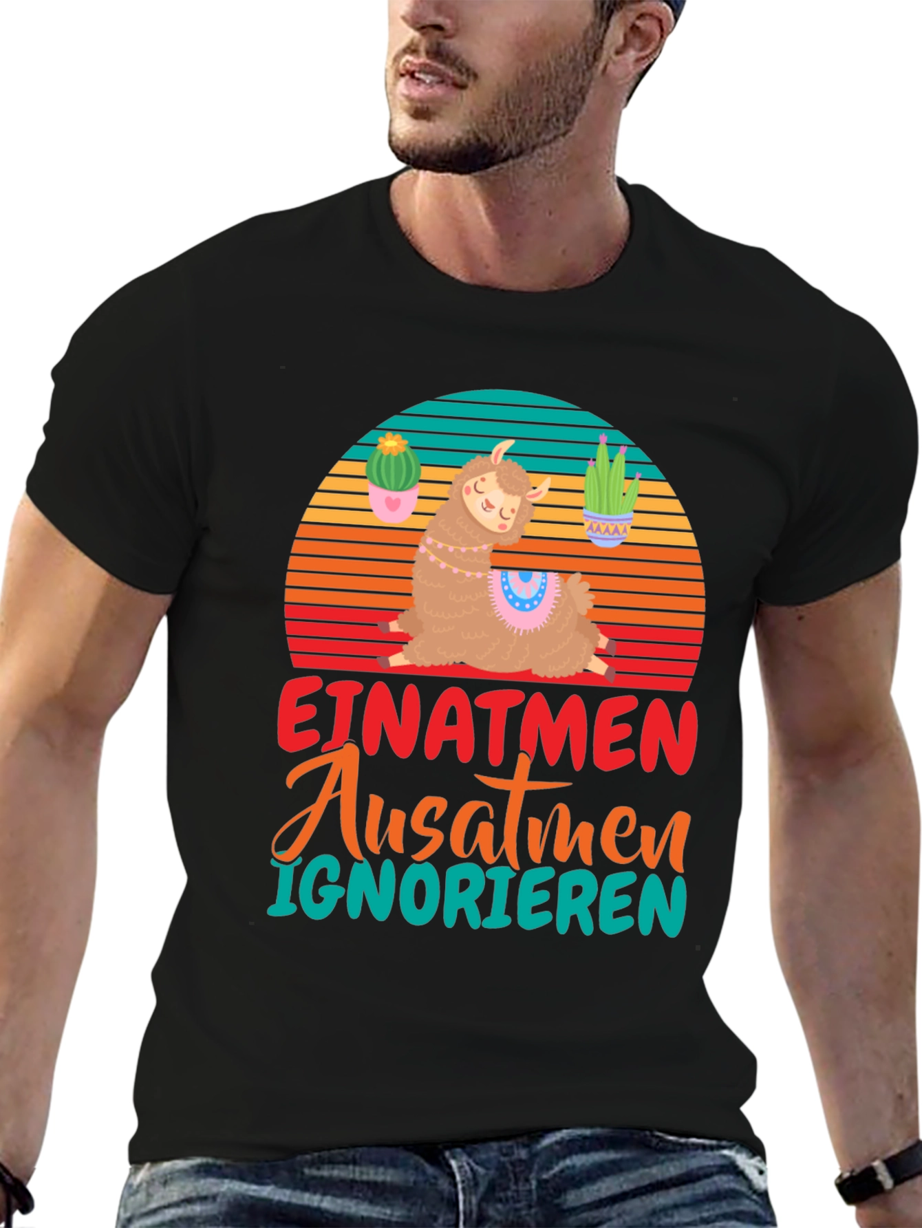 Llama Meditation T-Shirt - German Text