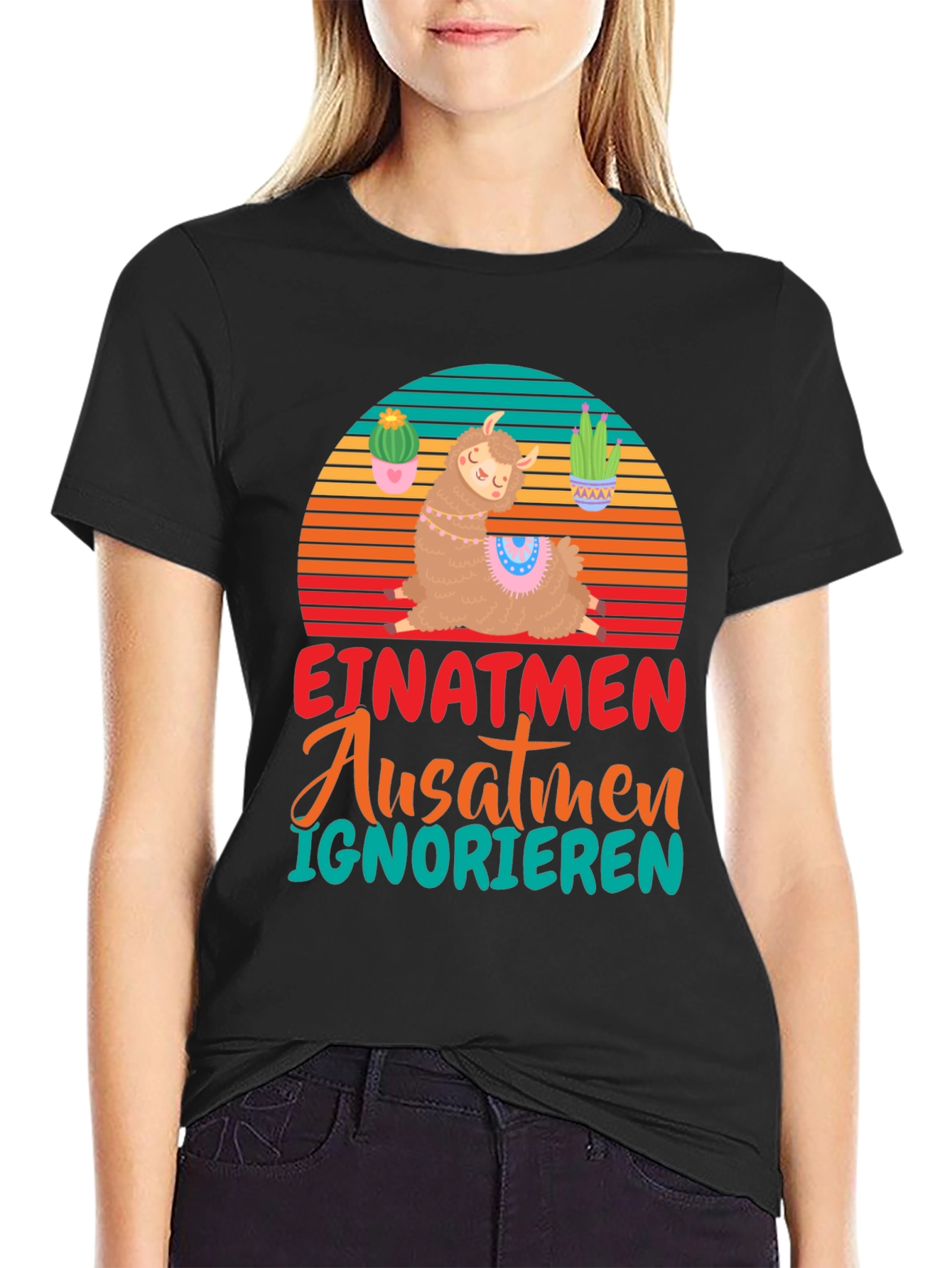 Llama Meditation T-Shirt - German Text