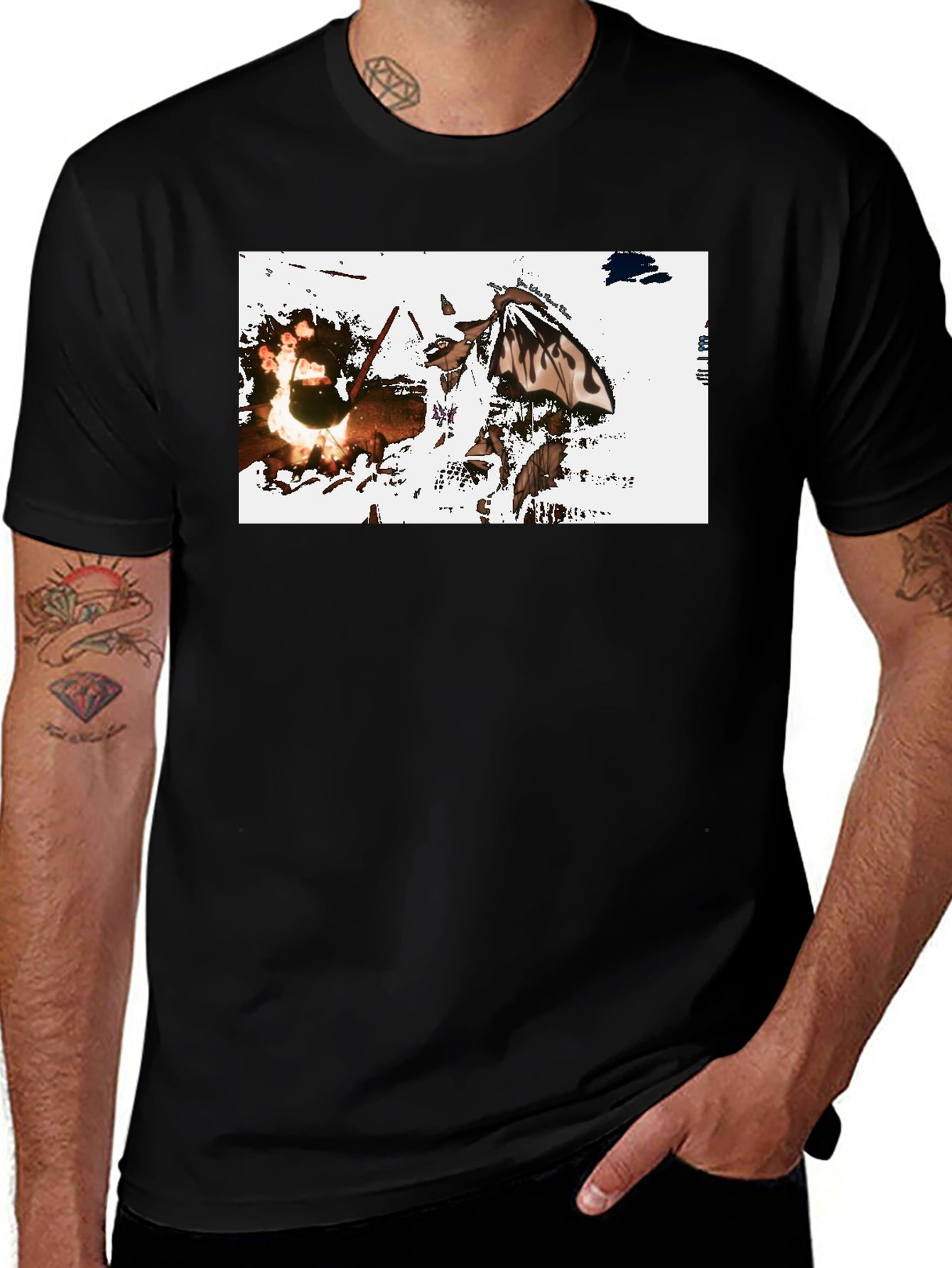 Graphic Tee: Fiery Butterfly Black T-Shirt