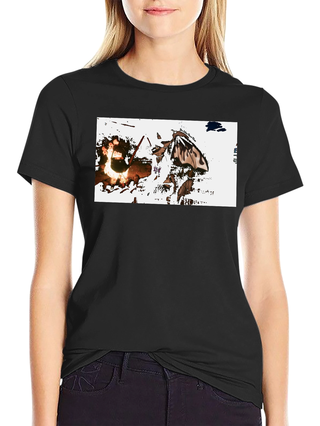 Graphic Tee: Fiery Butterfly Black T-Shirt
