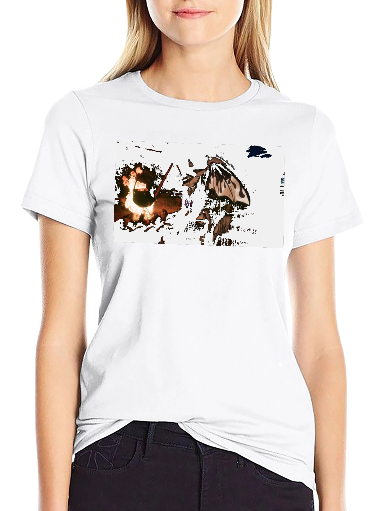 Graphic Tee: Fiery Butterfly Black T-Shirt