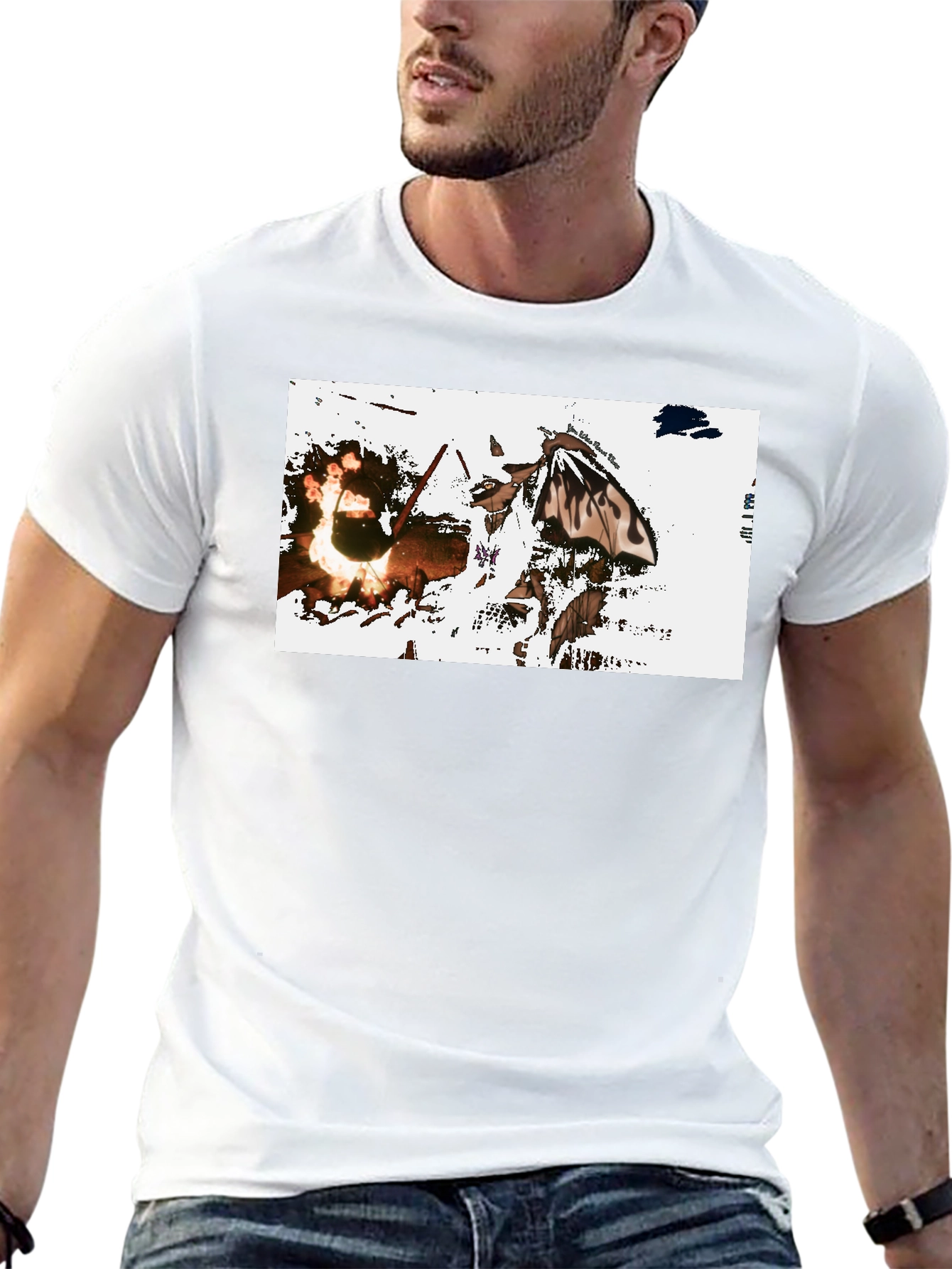Graphic Tee: Fiery Butterfly Black T-Shirt