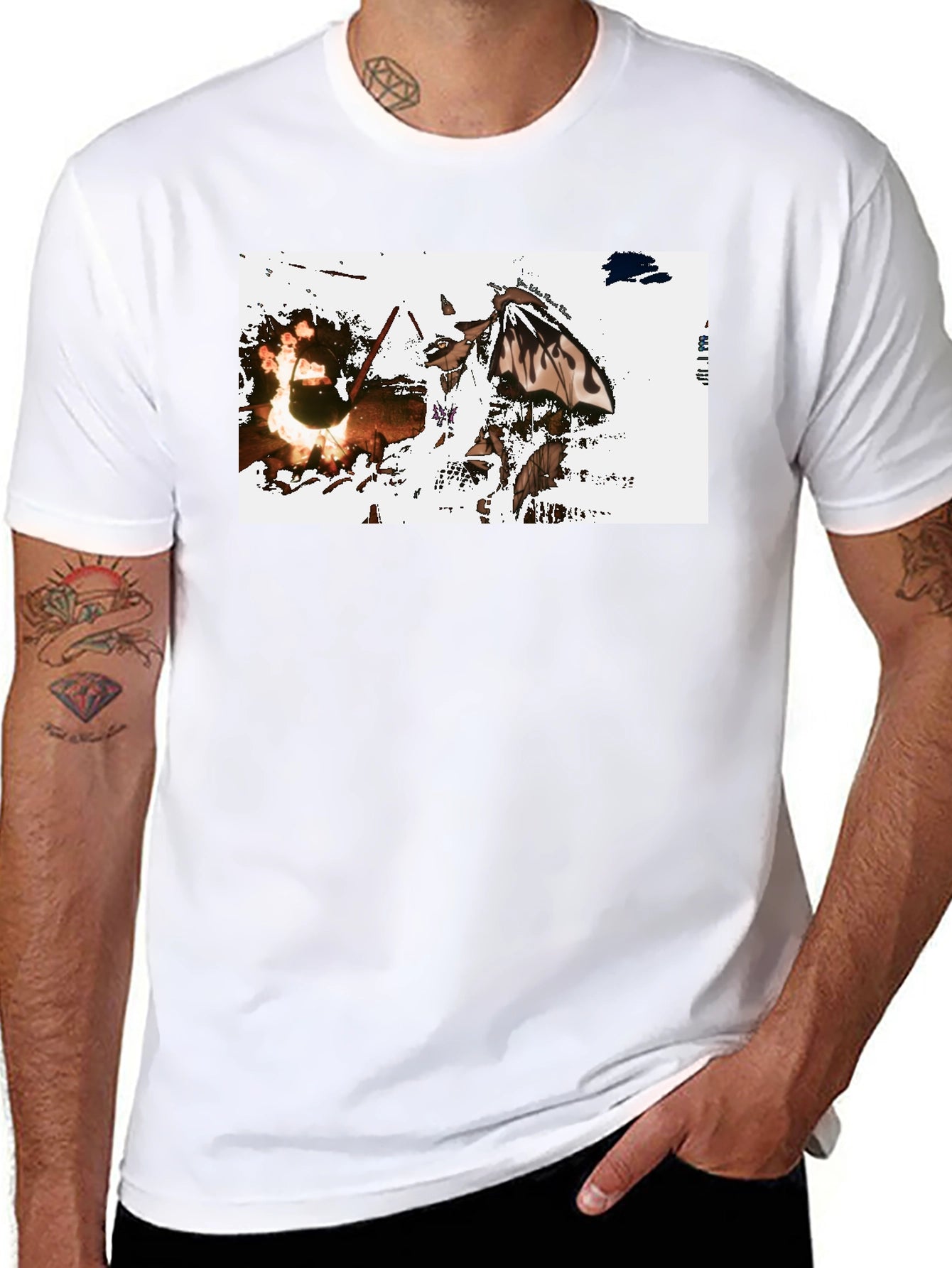 Graphic Tee: Fiery Butterfly Black T-Shirt