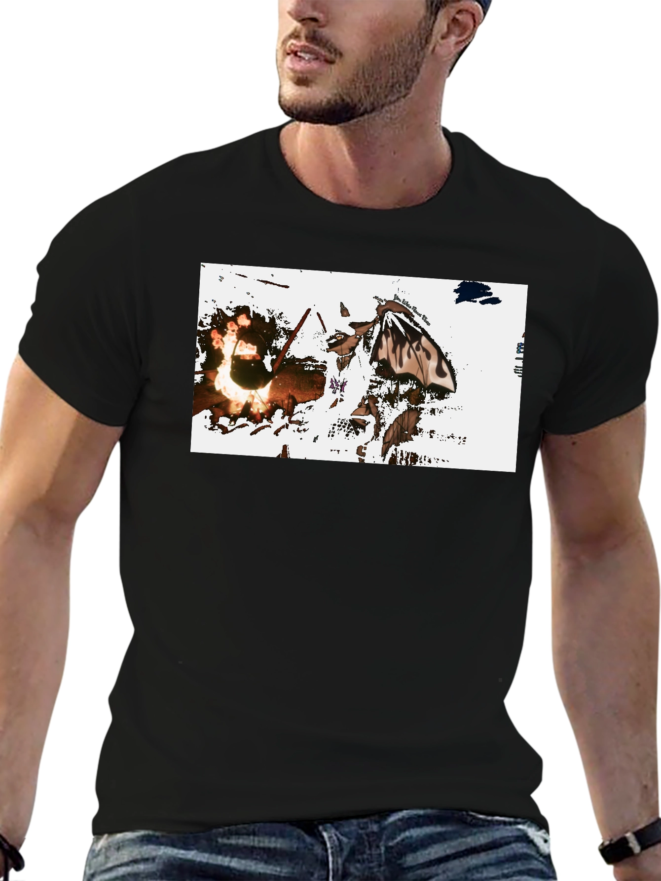 Graphic Tee: Fiery Butterfly Black T-Shirt