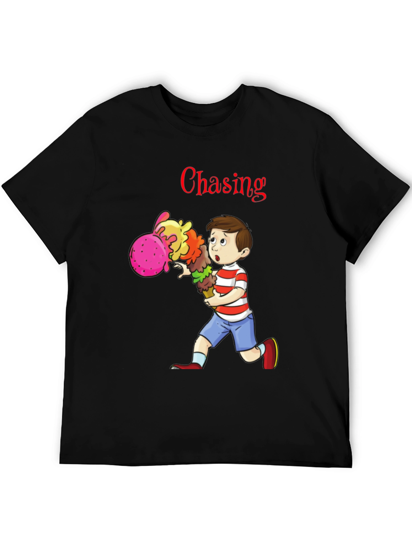 Boy Chasing Ice Cream T-Shirt - Fun Graphic Tee