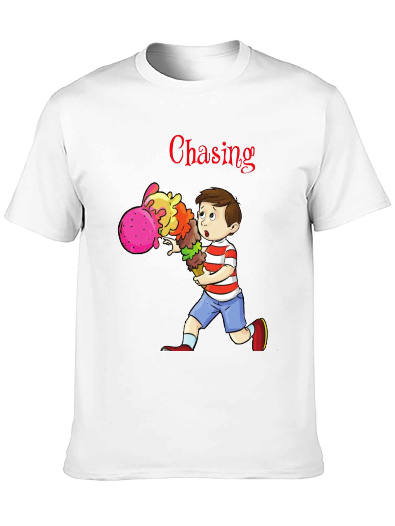Boy Chasing Ice Cream T-Shirt - Fun Graphic Tee