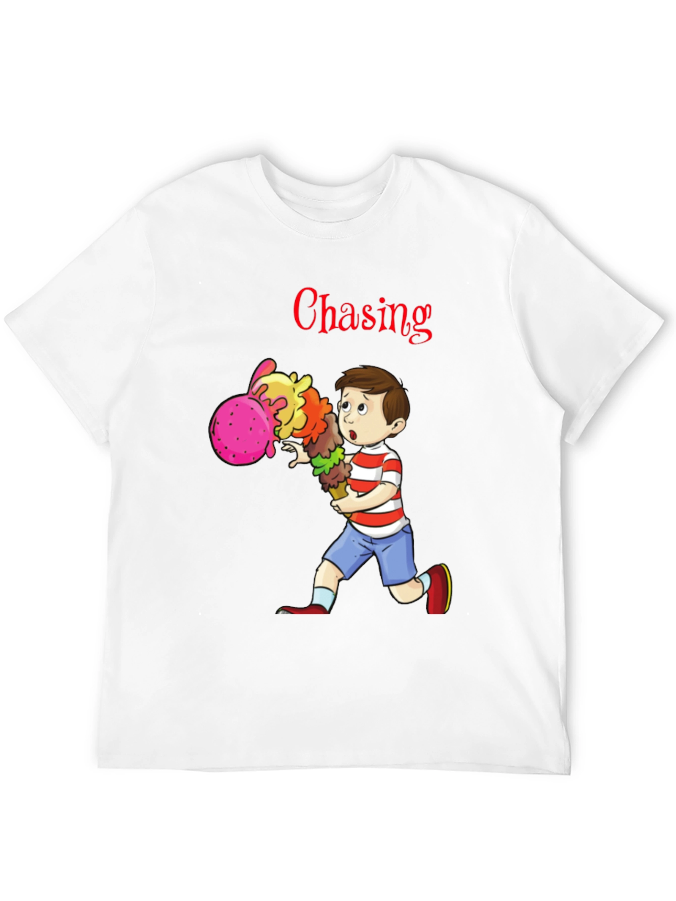 Boy Chasing Ice Cream T-Shirt - Fun Graphic Tee