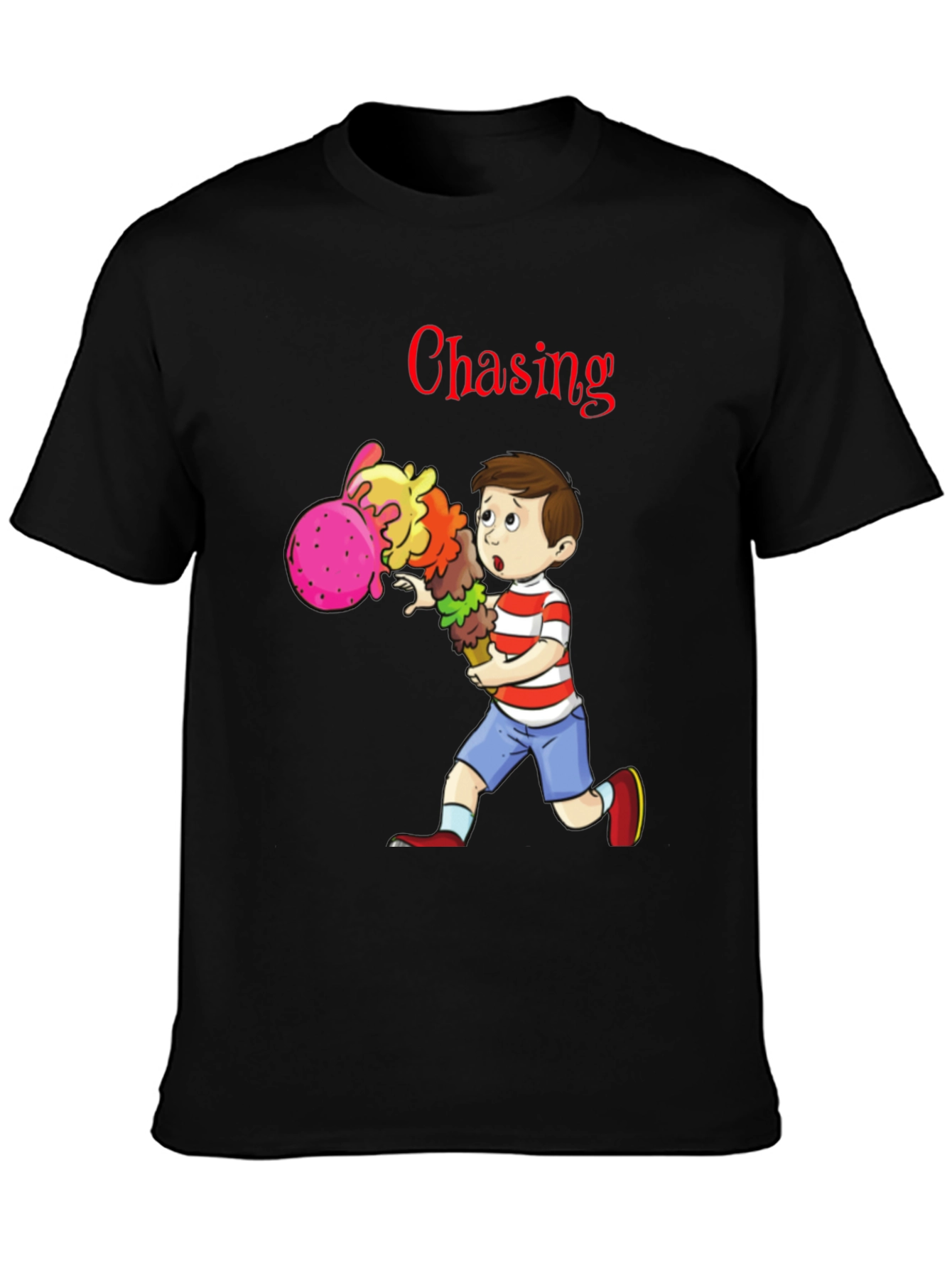 Boy Chasing Ice Cream T-Shirt - Fun Graphic Tee