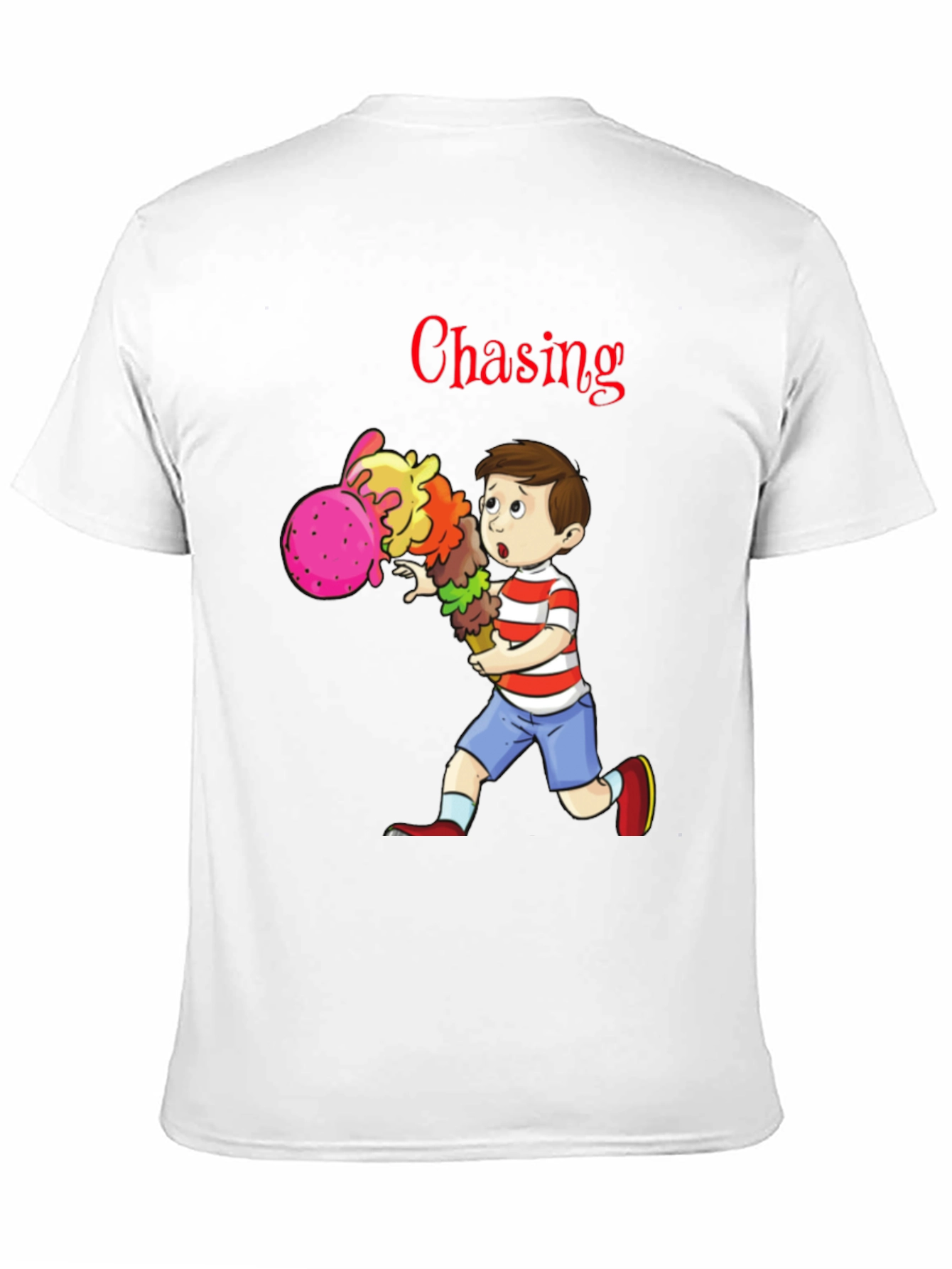 Boy Chasing Ice Cream T-Shirt - Fun Graphic Tee