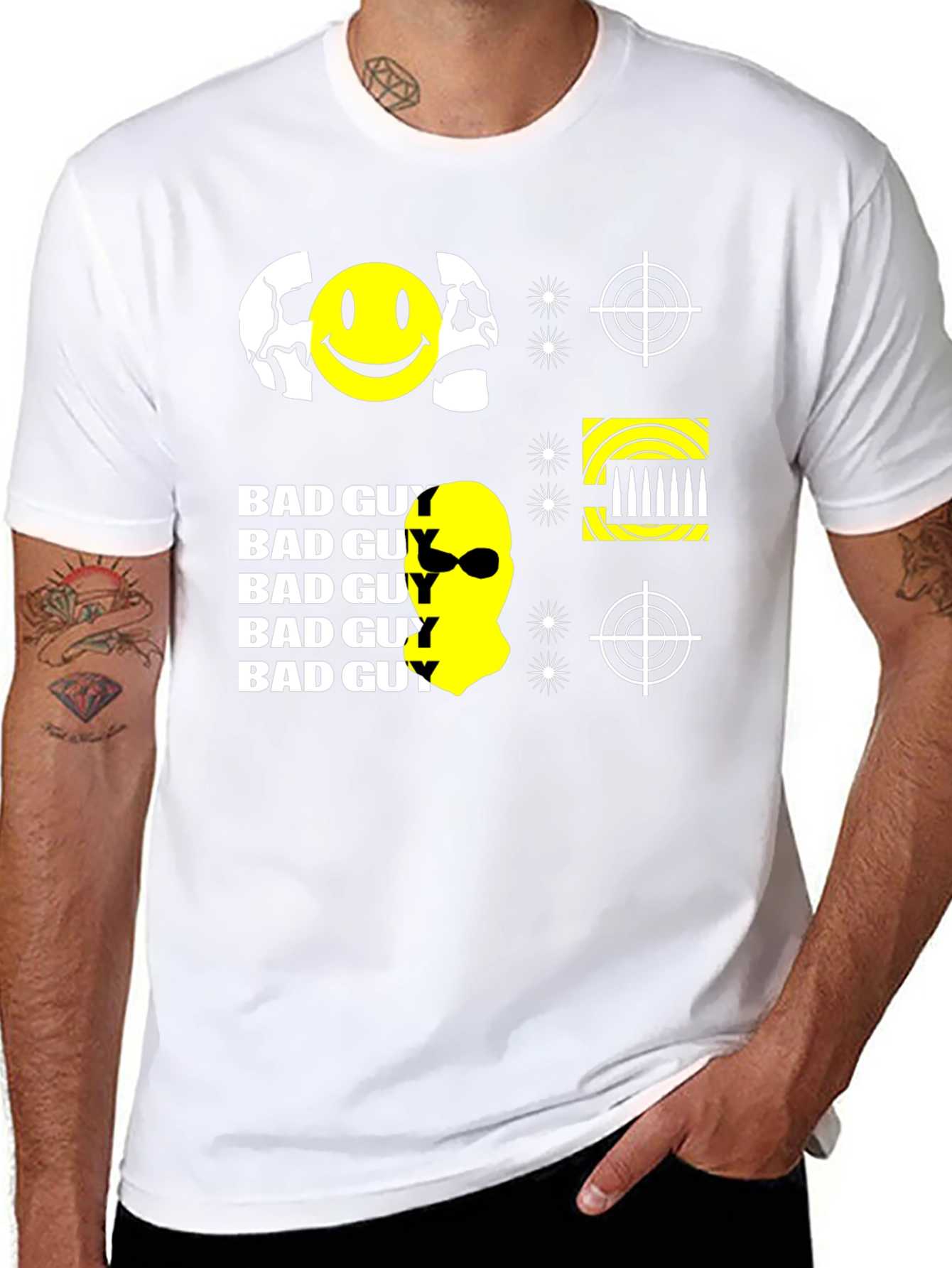 Edgy Bad Guy Graphic Print Black T-Shirt