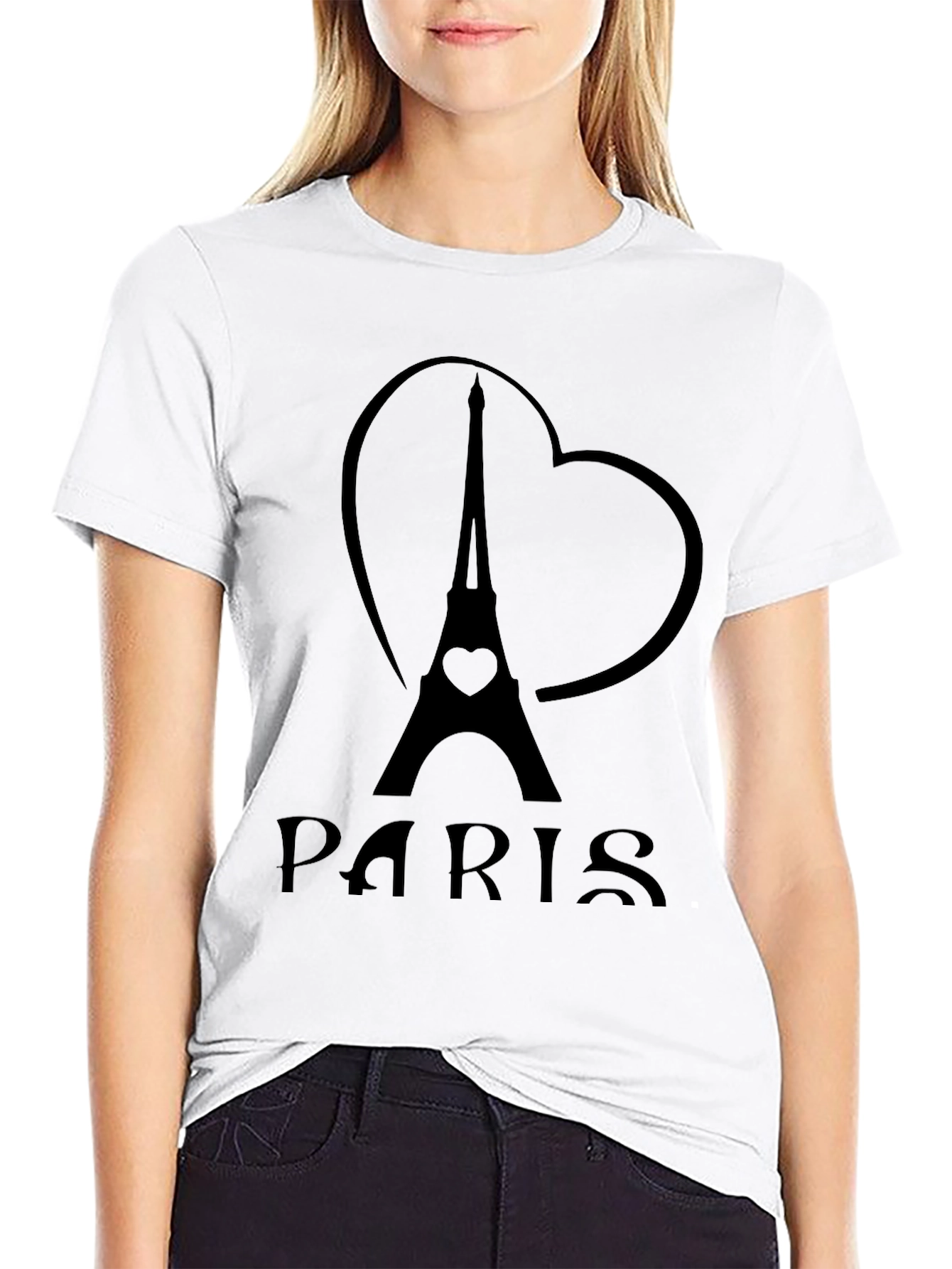 Paris Eiffel Tower Heart Graphic T-Shirt