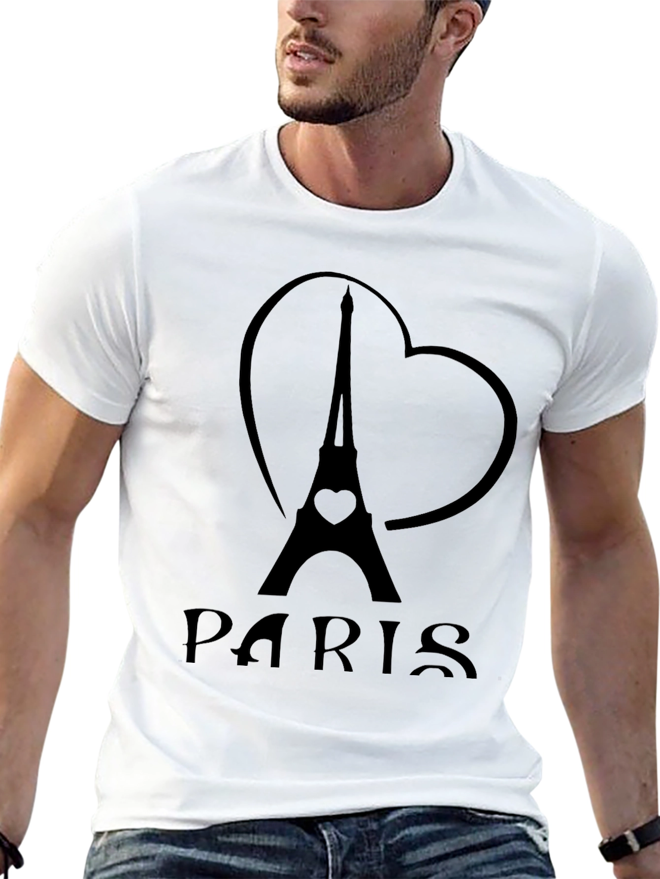 Paris Eiffel Tower Heart Graphic T-Shirt
