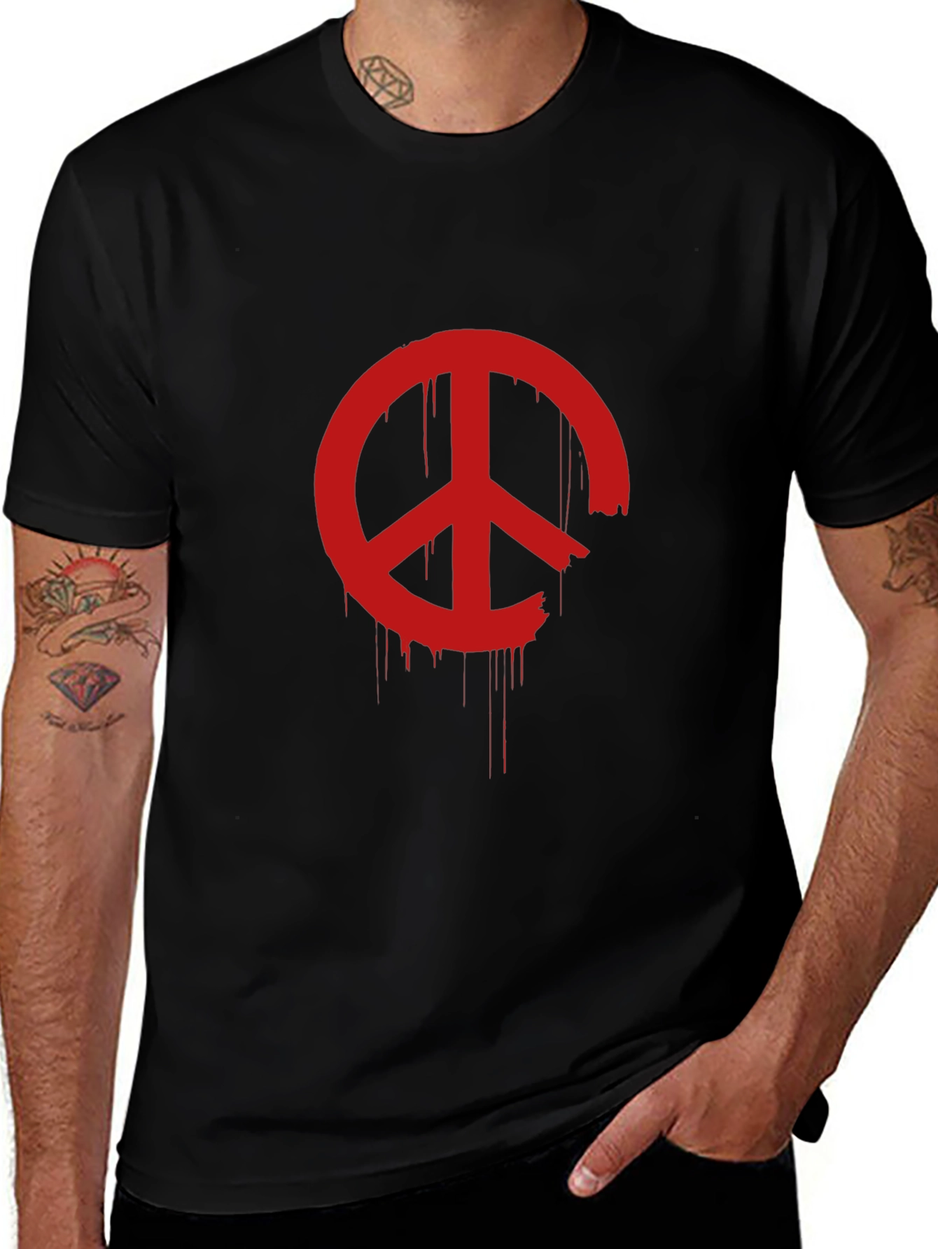 Distressed Peace Sign Graphic T-Shirt