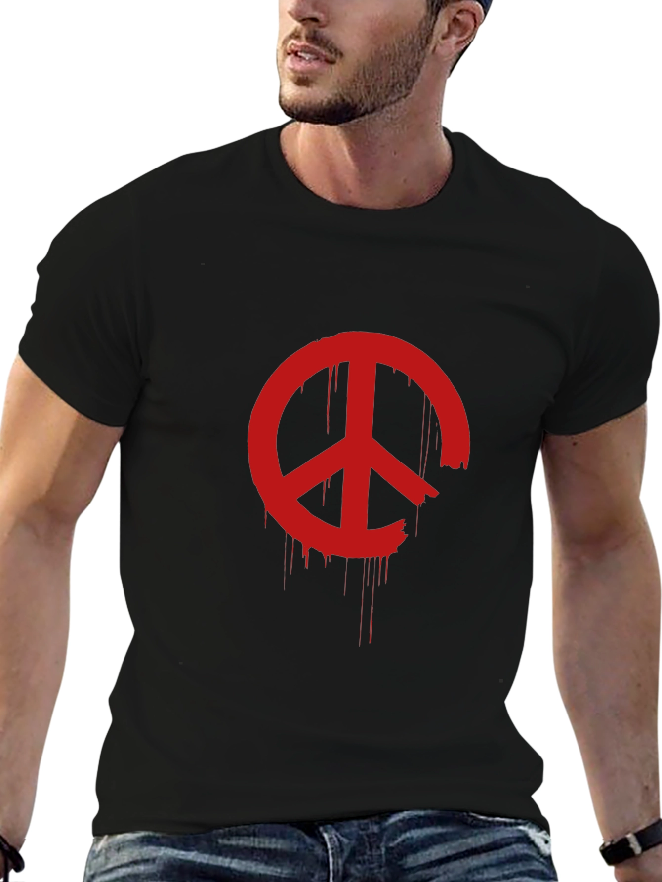 Distressed Peace Sign Graphic T-Shirt