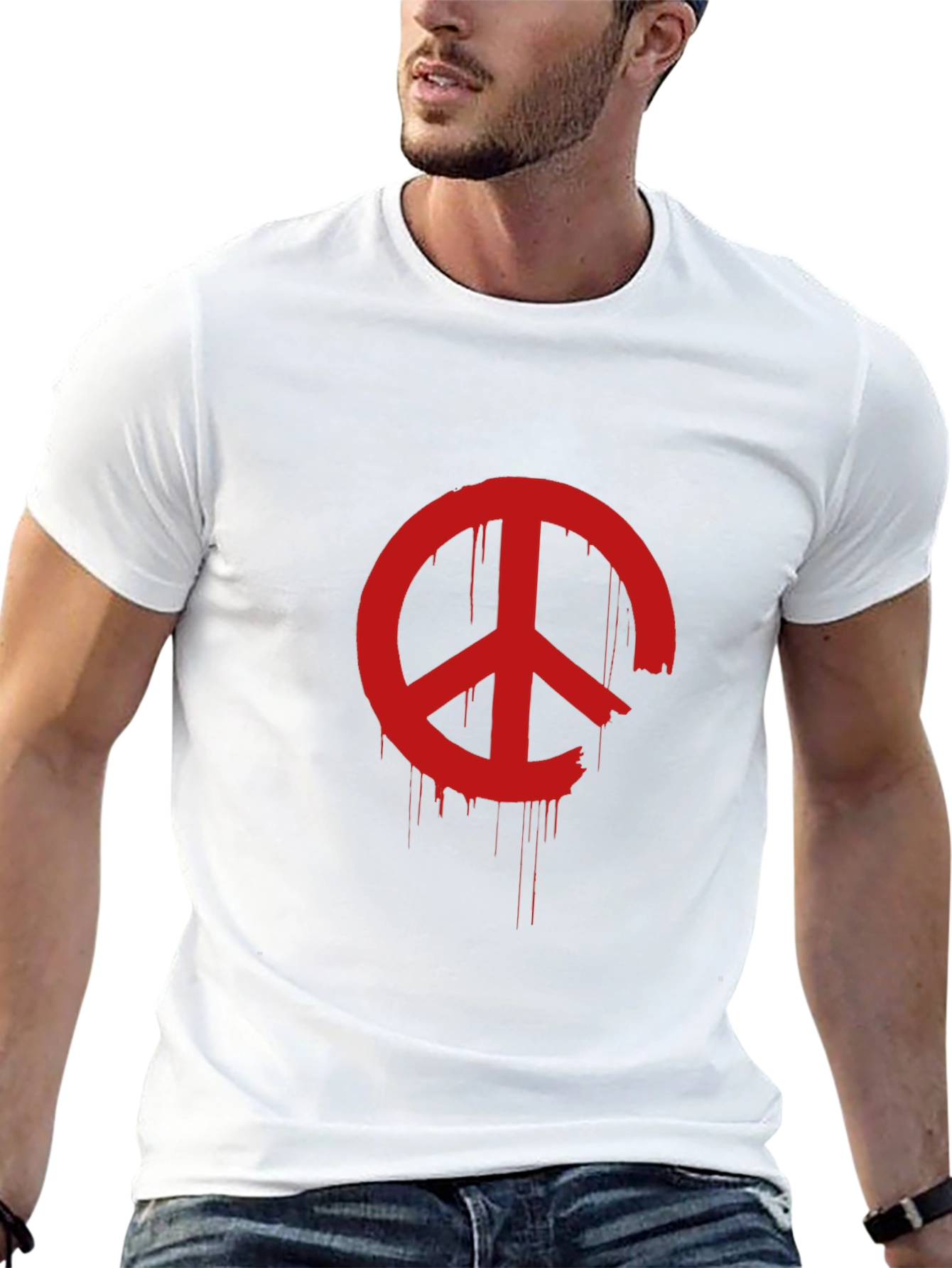 Distressed Peace Sign Graphic T-Shirt