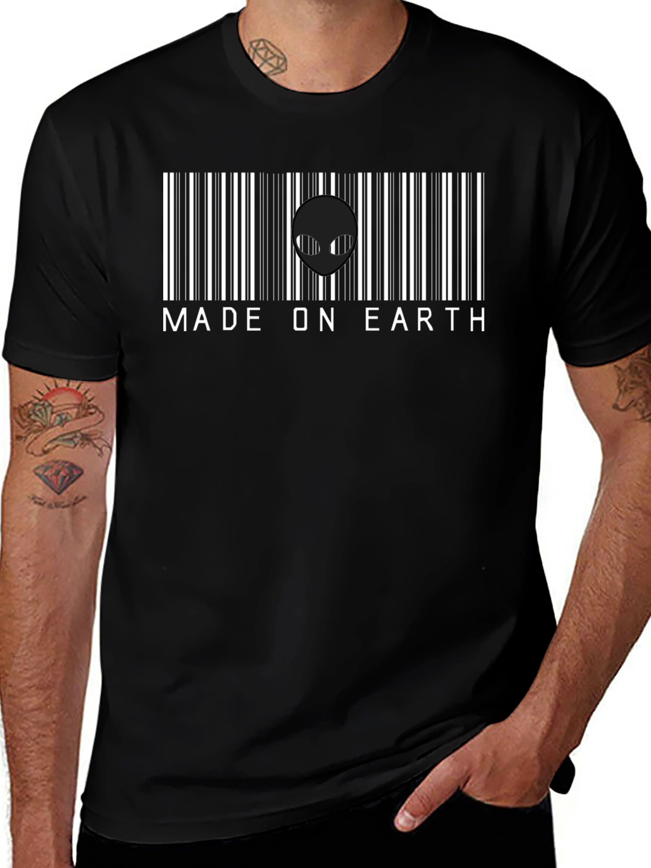 Made on Earth Alien Barcode T-Shirt