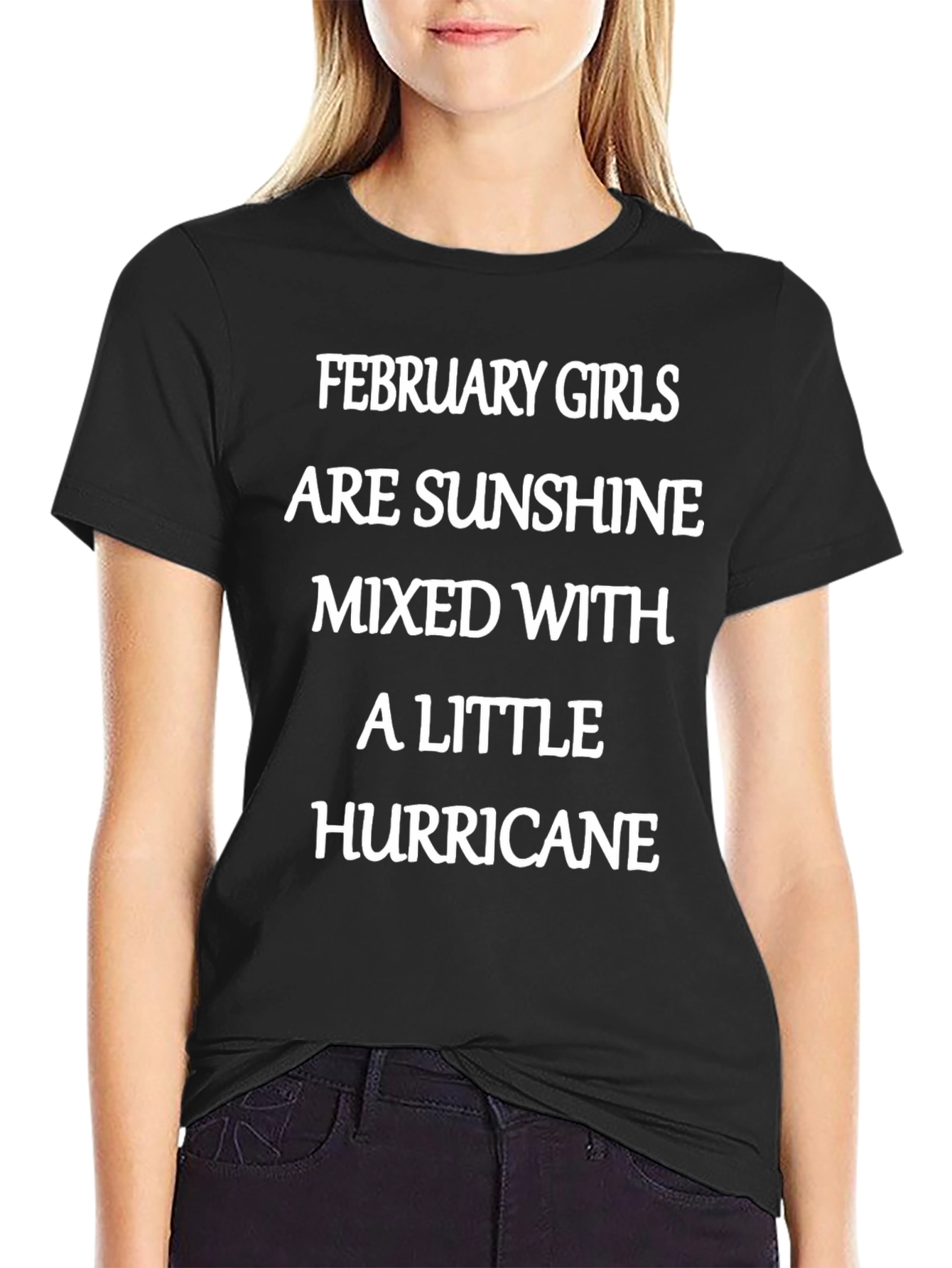 February Girl Sunshine Hurricane Black T-Shirt