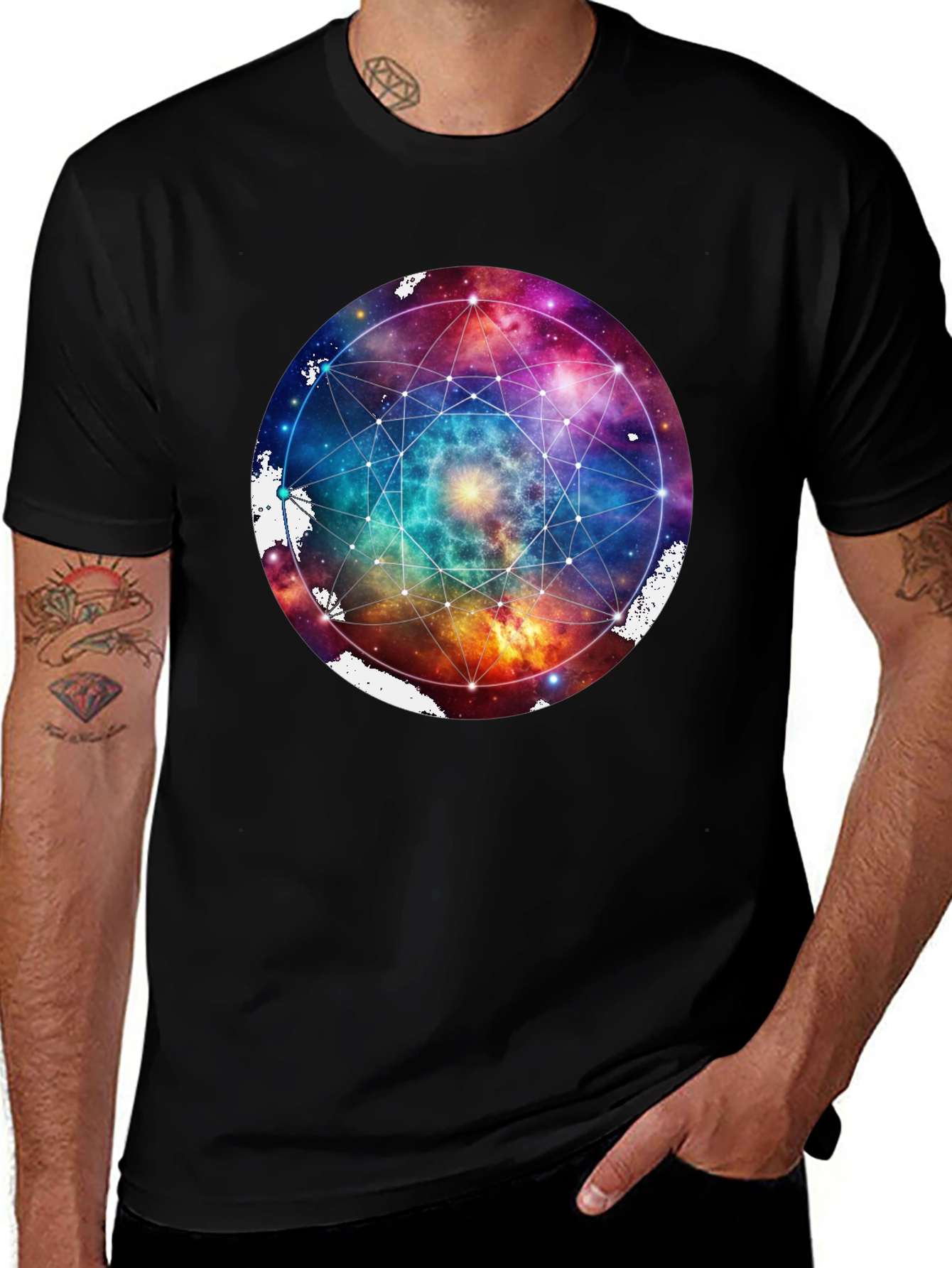 Galaxy Geometric T-Shirt - Black